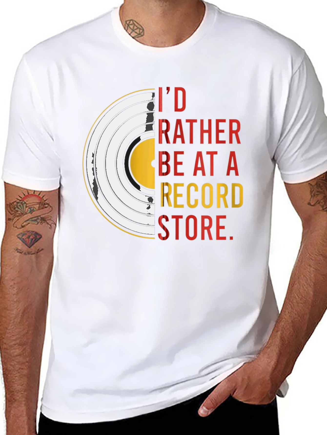 Black I'd Rather Be At A Record Store T-Shirt view 8