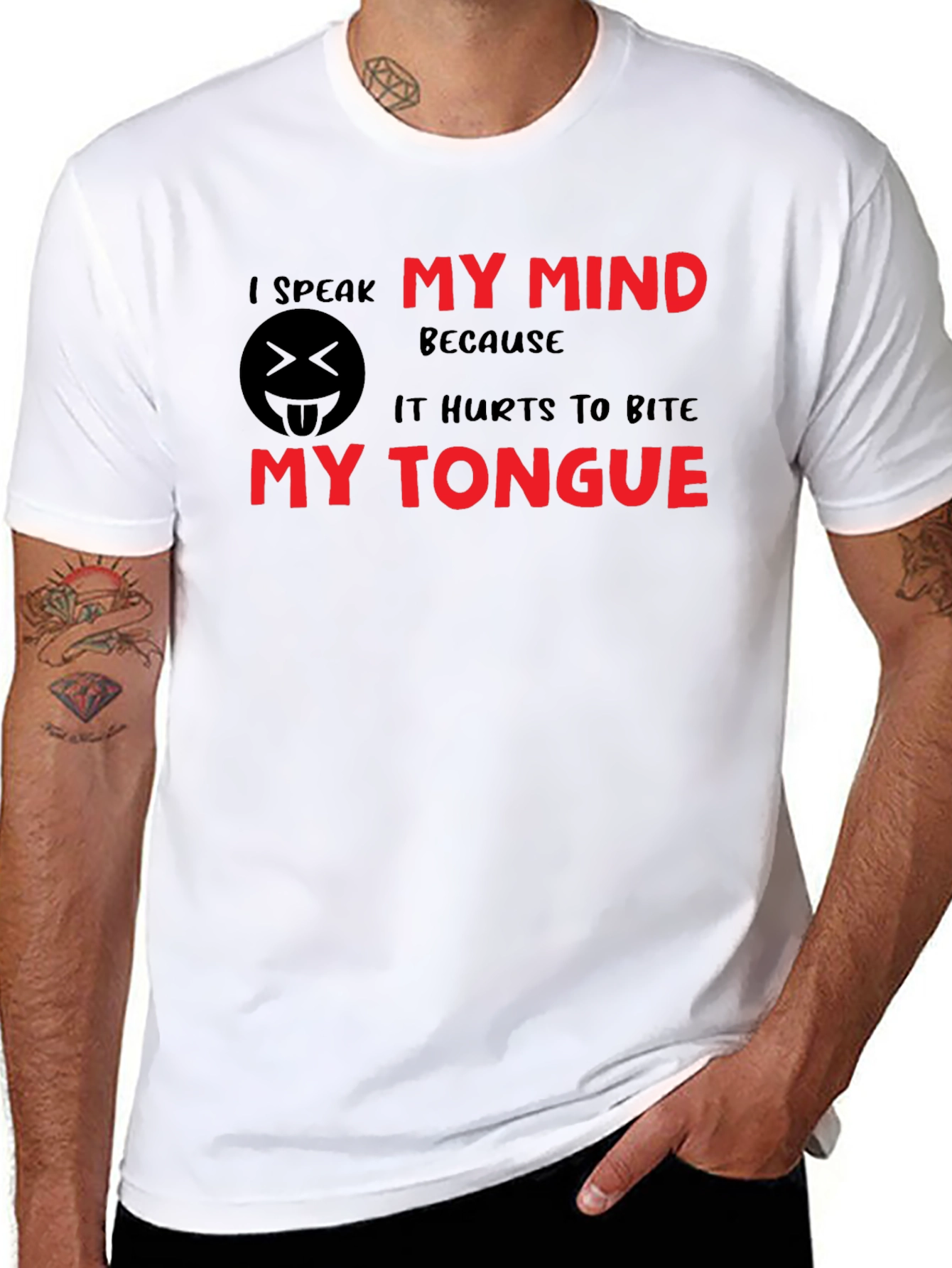 Black I Speak My Mind Black Cotton T-Shirt view 8