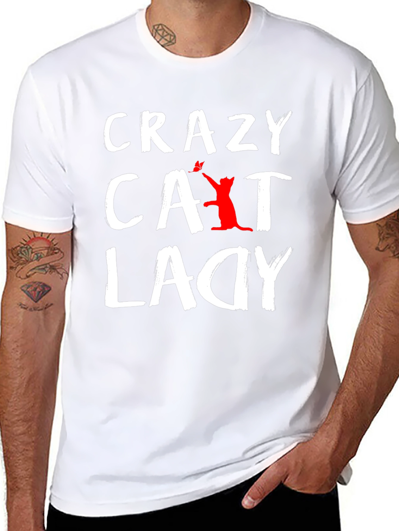Black Crazy Cat Lady T-Shirt - Unisex Graphic Tee view 8