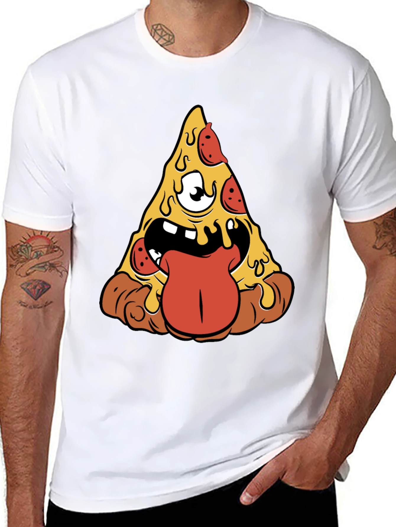 Black Pizza Monster Graphic Tee - Black Short Sleeve view 8