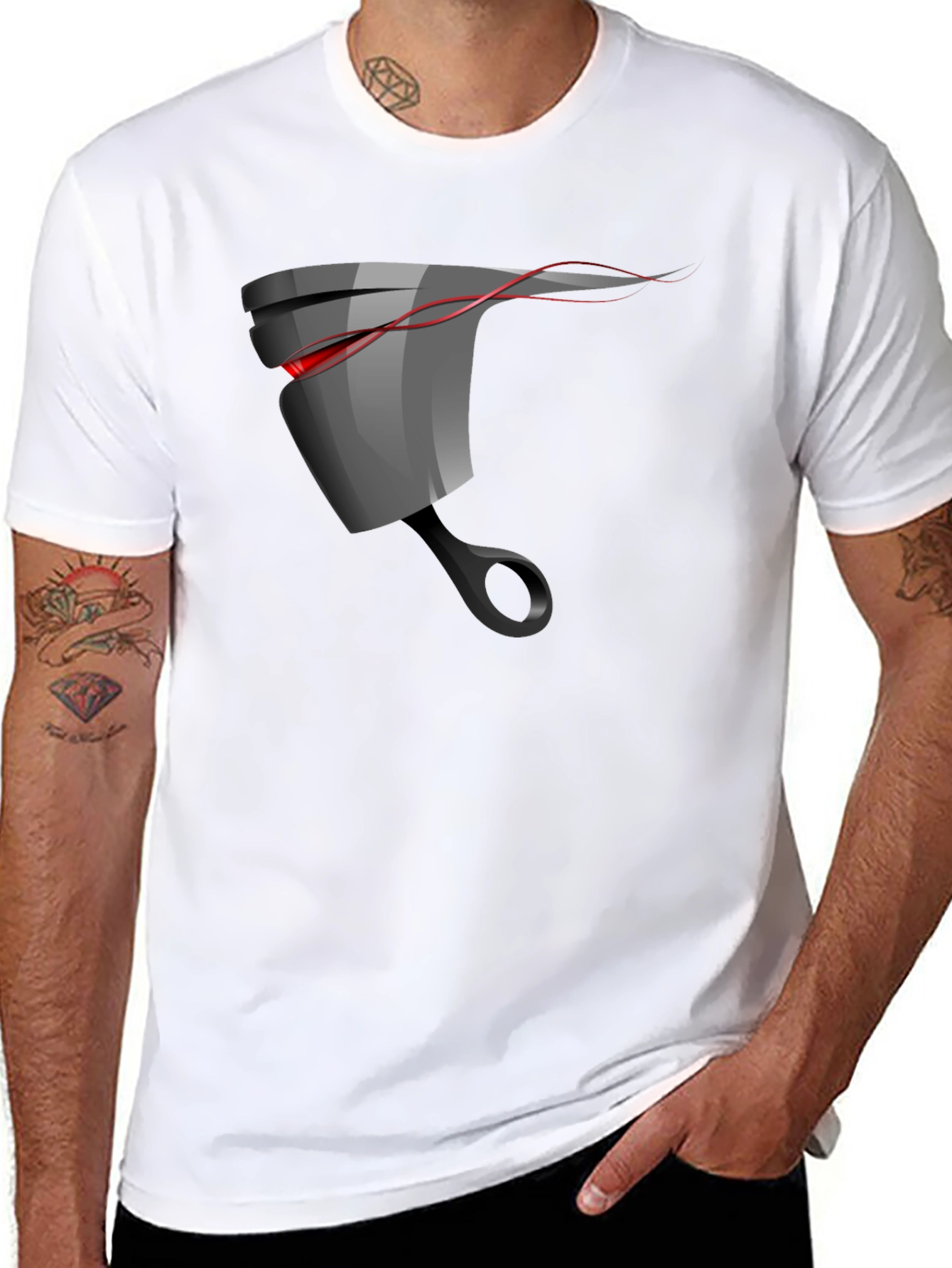 Black Men's Black Graphic T-Shirt - Piston Design view 8