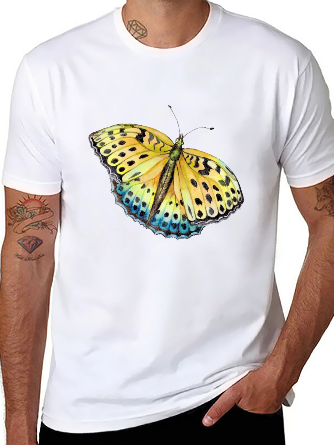Black Butterfly Graphic Print Black T-Shirt view 8