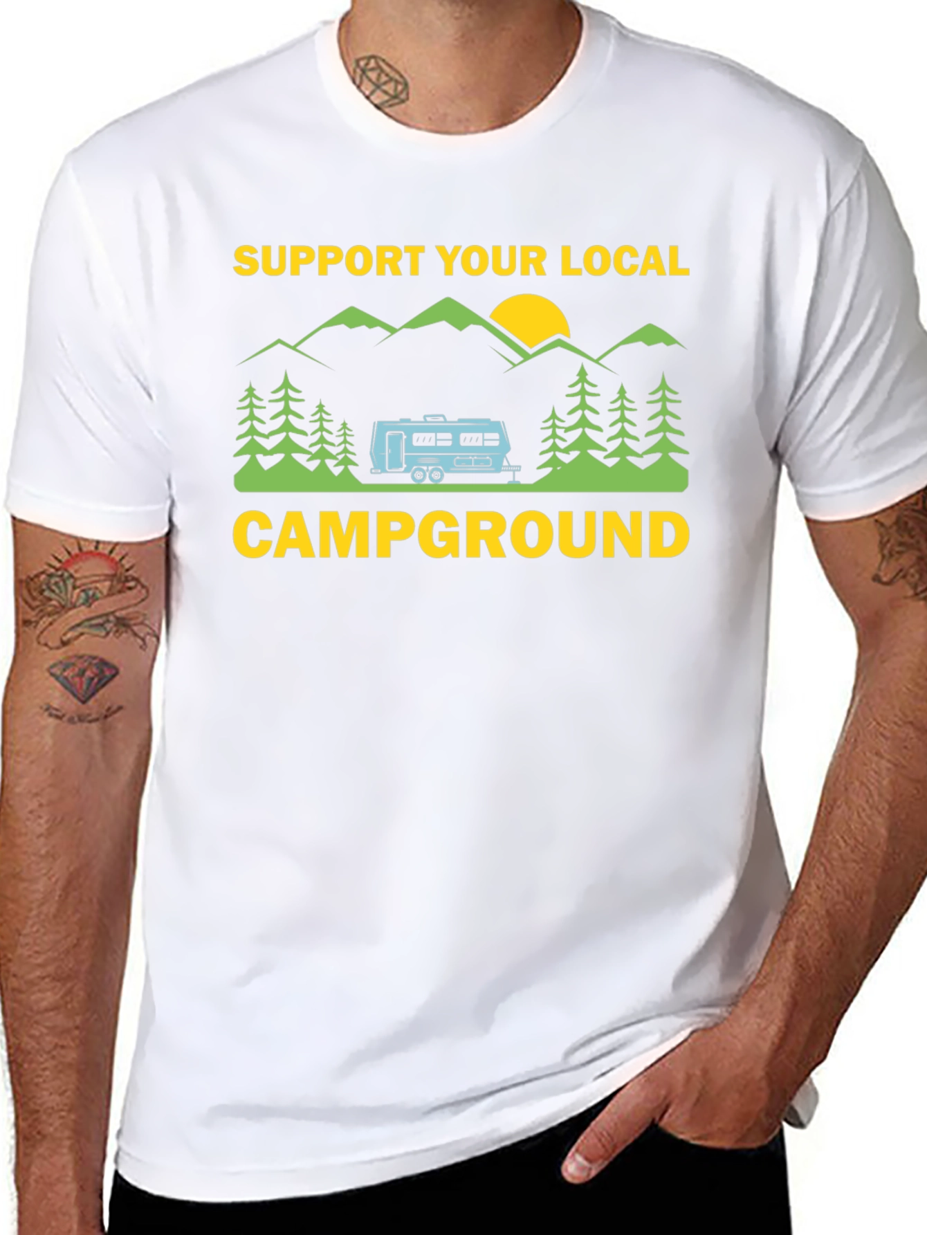 Black Support Your Local Campground Graphic Tee view 8