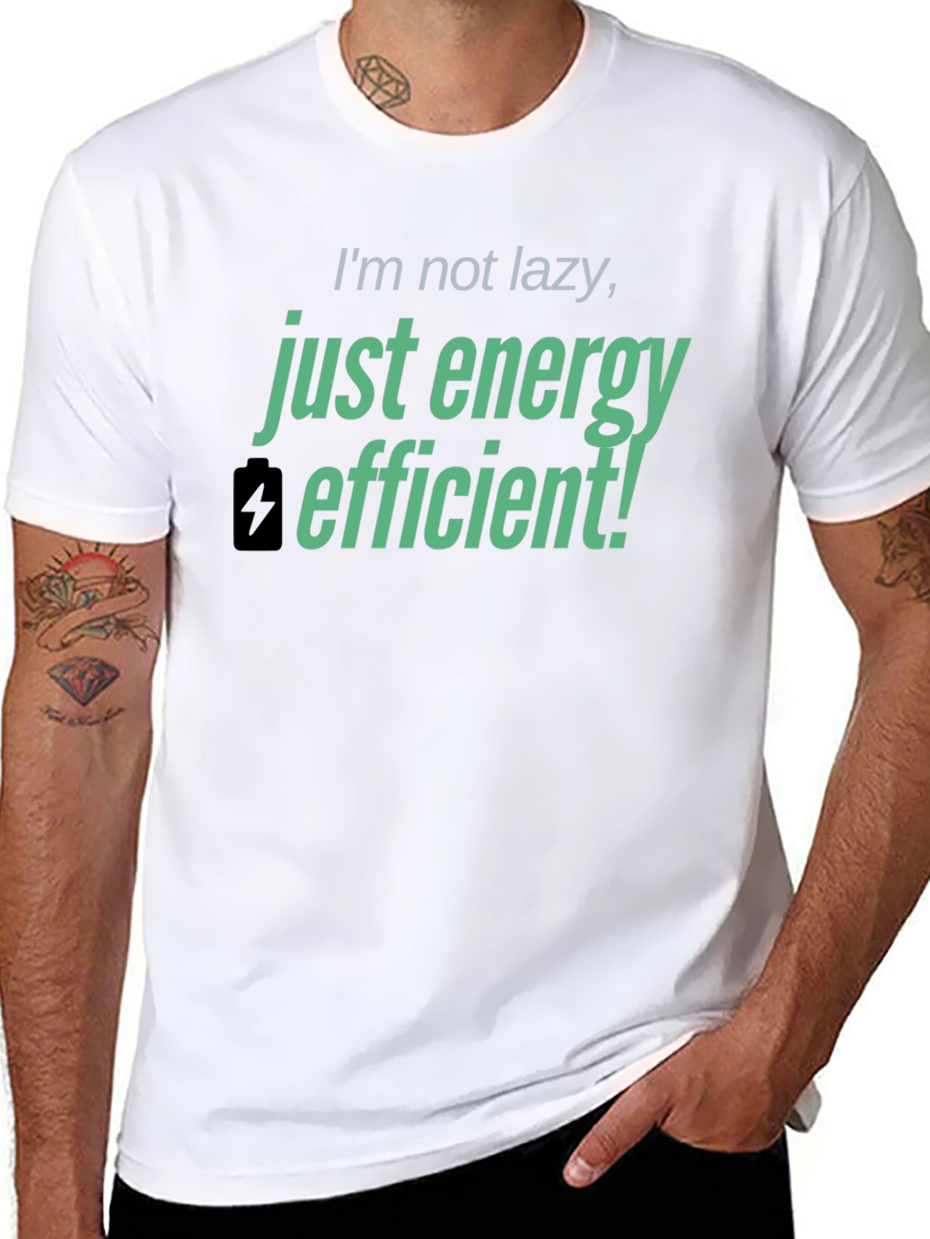 Black Energy Efficient T-Shirt - Funny Lazy Joke Tee view 8