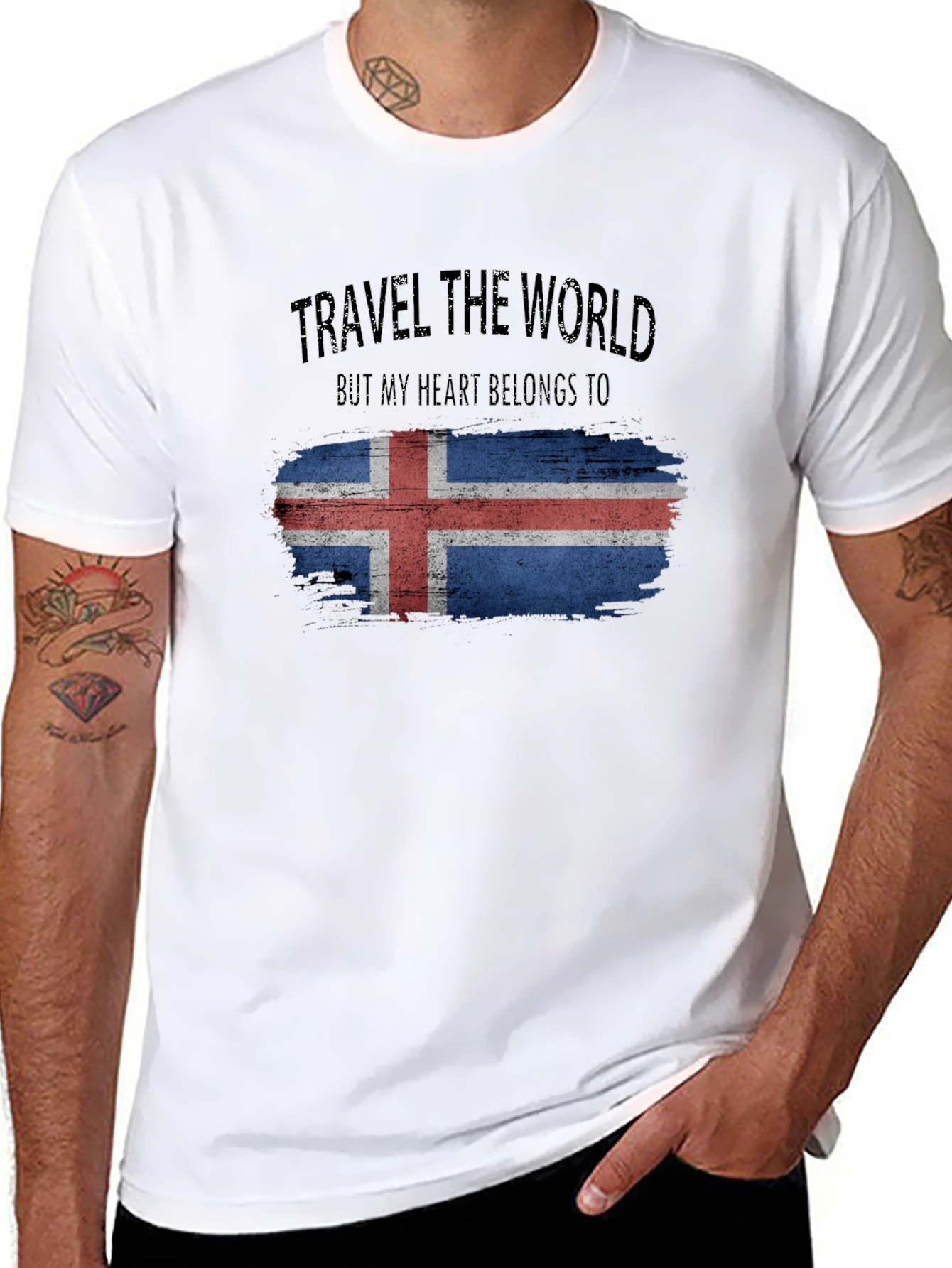 Black Iceland Flag Travel T-Shirt view 8