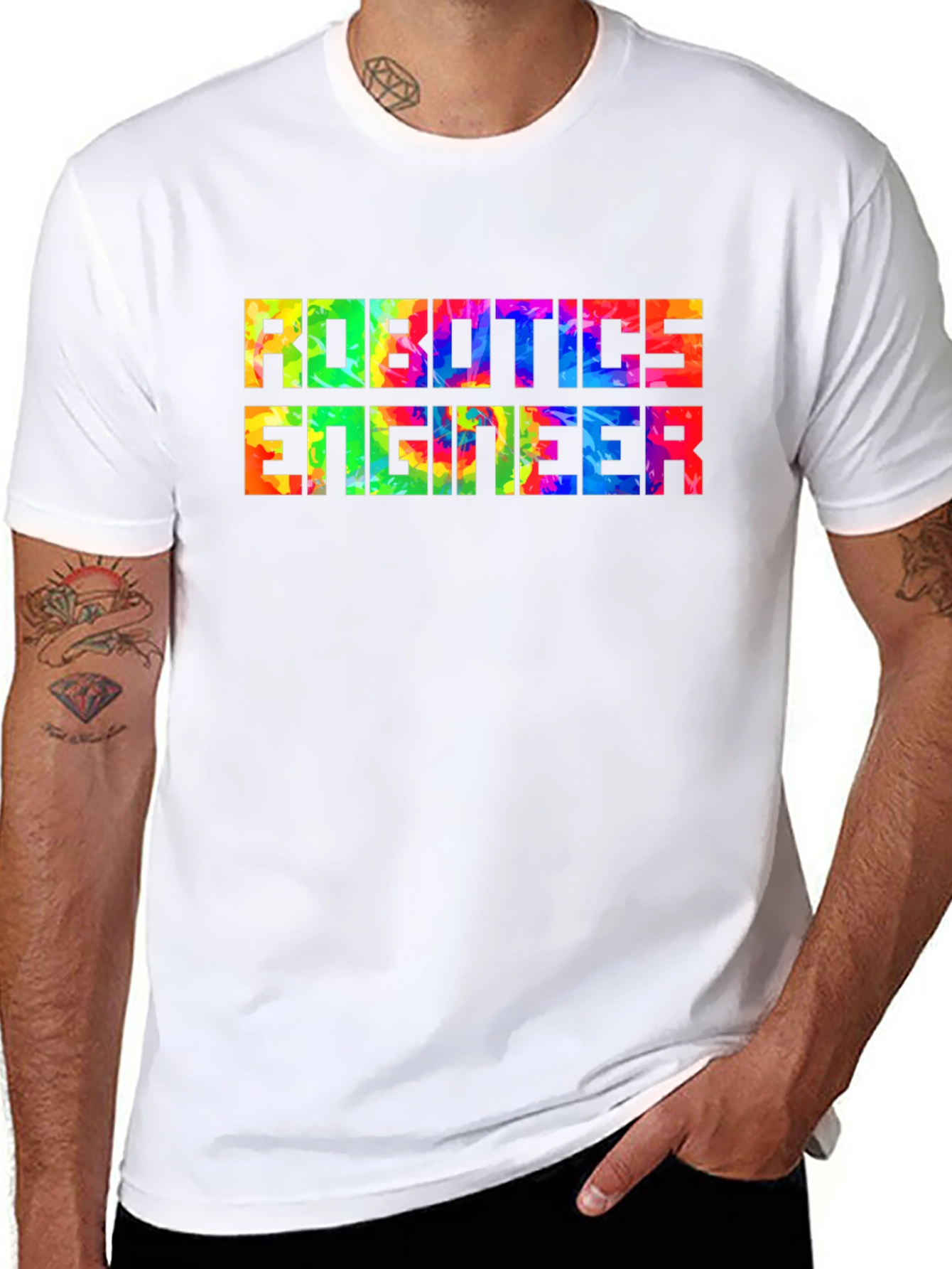 Black Robotics Engineer T-Shirt - Colorful Design view 8