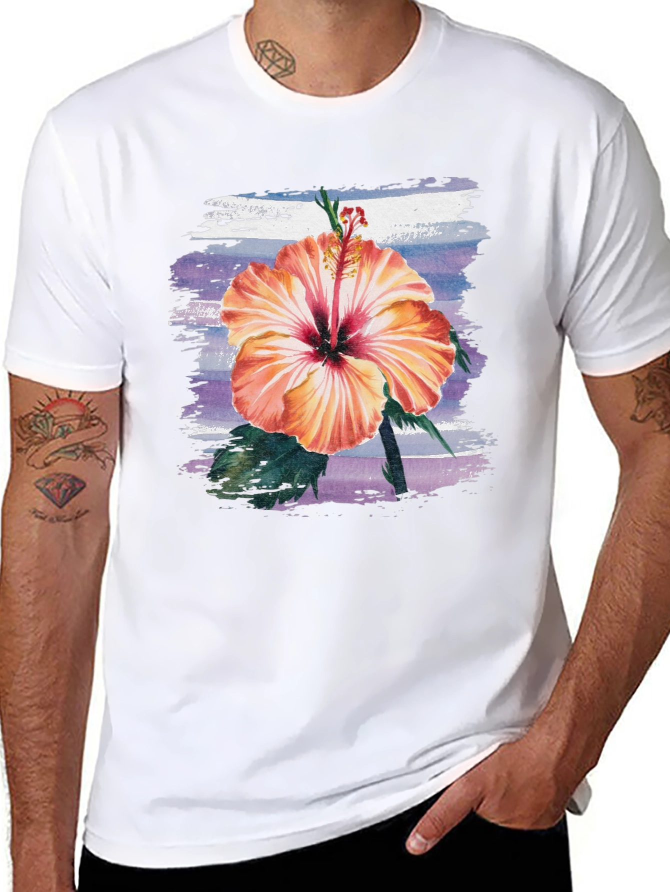 Black Hibiscus Flower T-Shirt - Tropical Summer Tee view 8