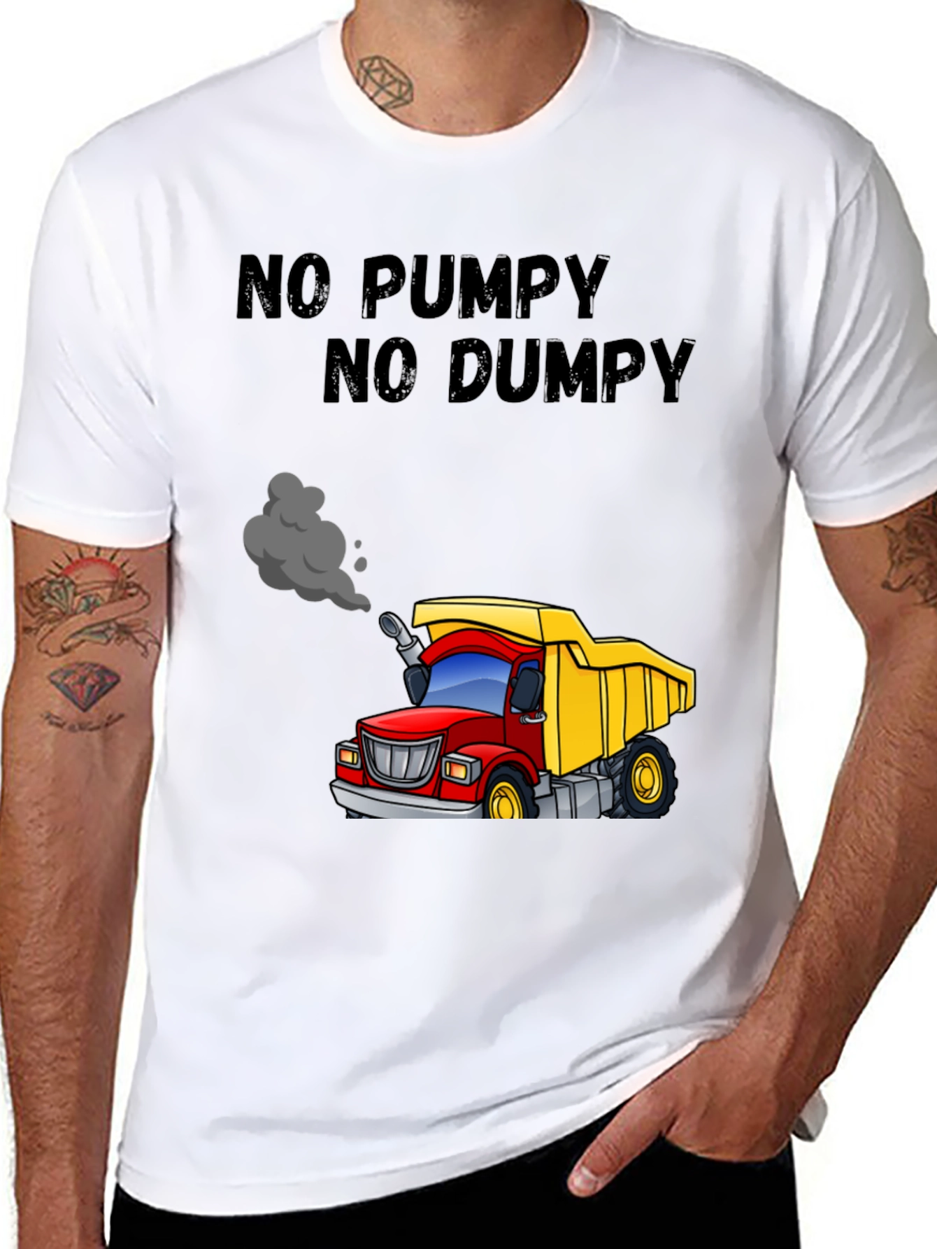 Black No Pumpy No Dumpy Cartoon Truck T-Shirt view 8