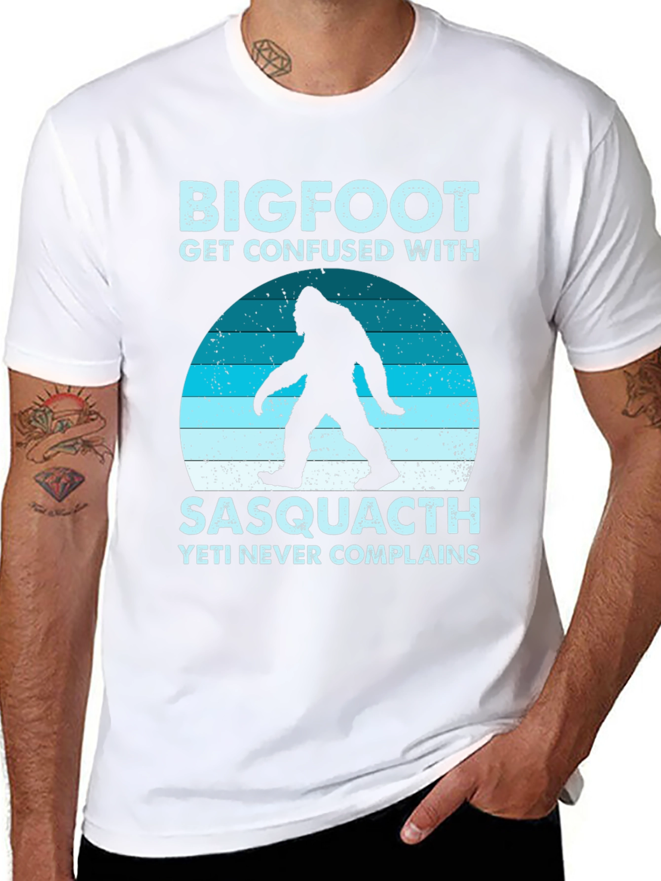 Black Bigfoot Sasquatch T-Shirt - Yeti Never Complains view 8