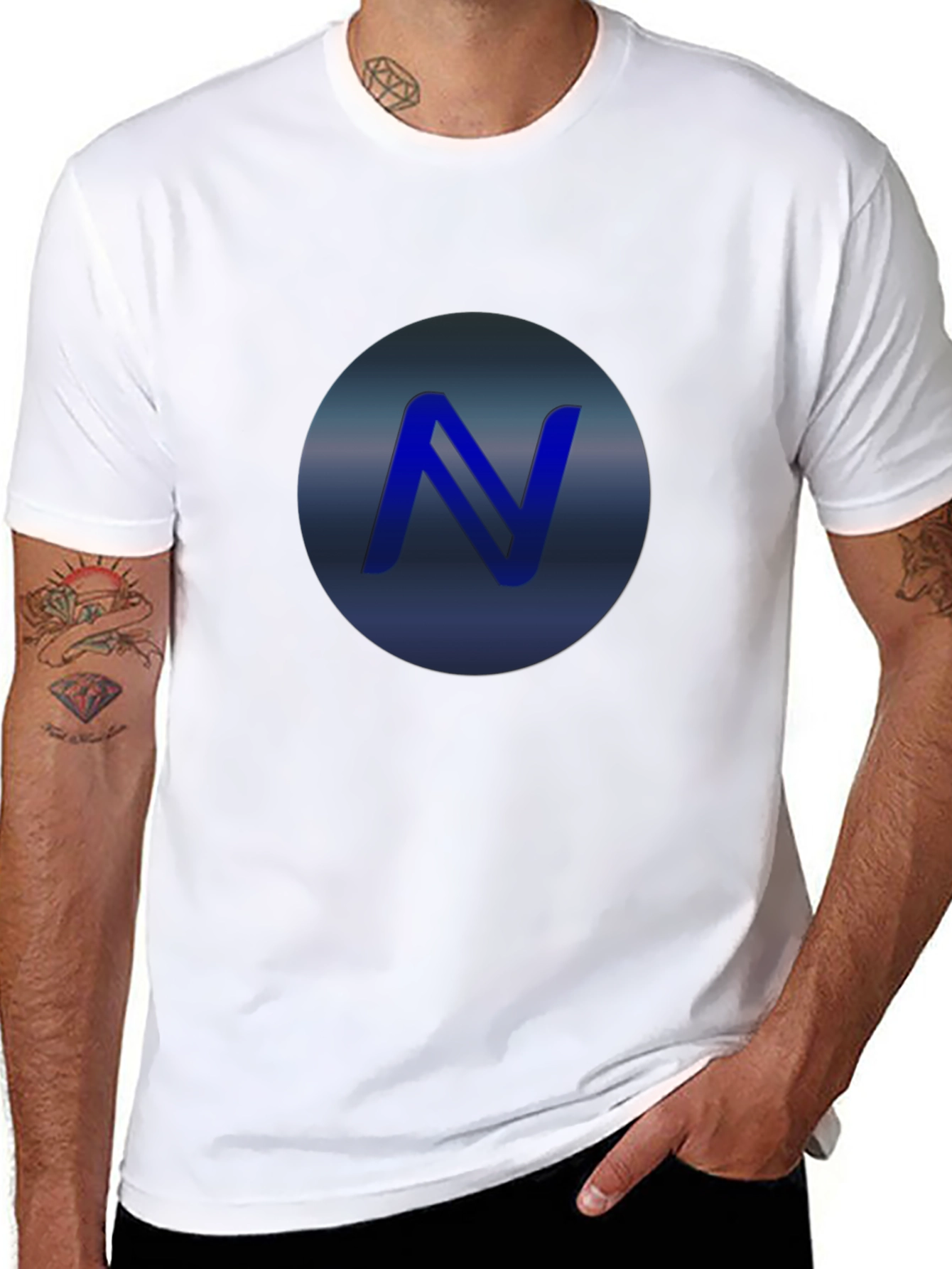 Black Stylish Black T-Shirt with Blue 'N' Logo view 8