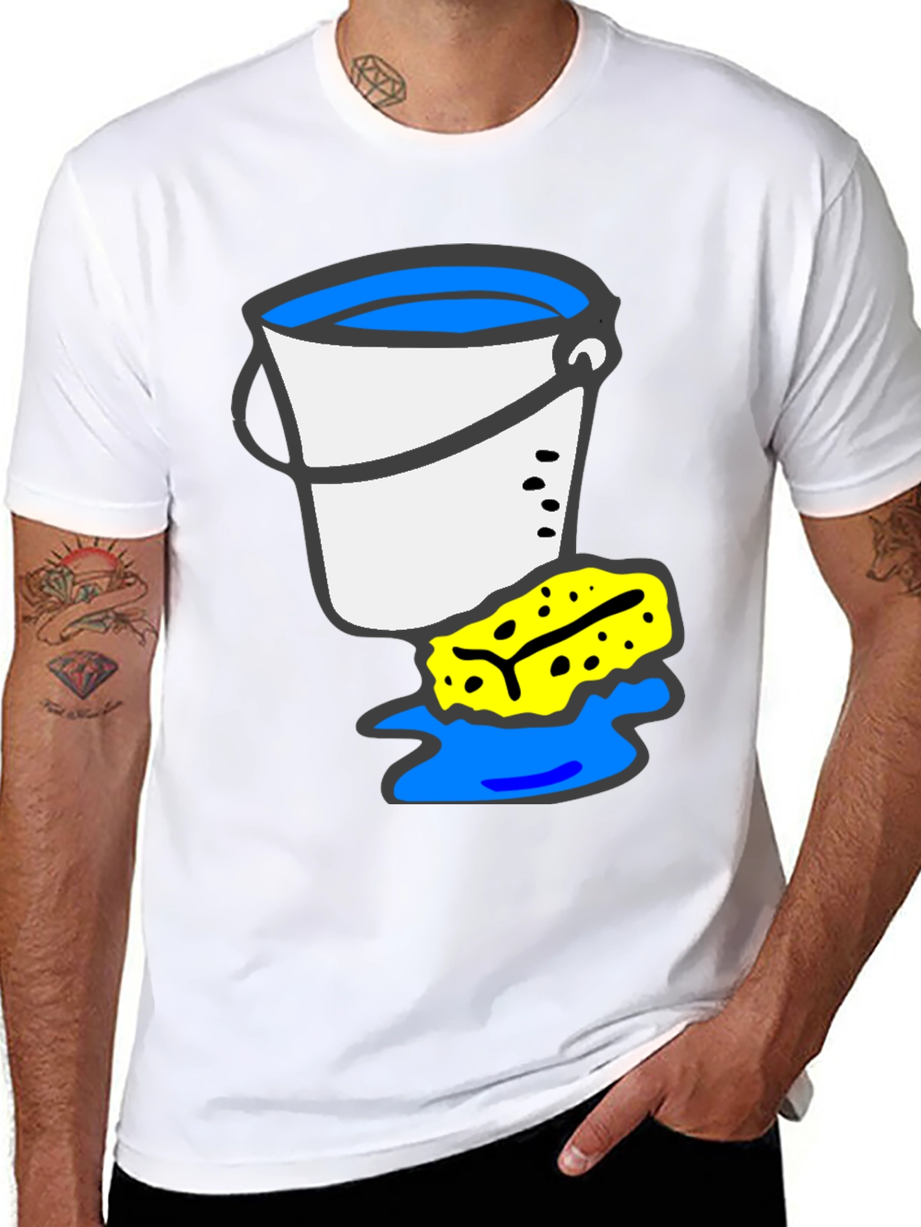 Black Bucket and Sponge Graphic Tee - Cleaning Crew Shirt view 8