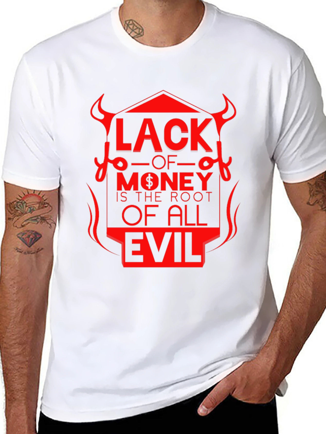 Black Lack of Money Evil T-Shirt | Stylish Graphic Tee view 8