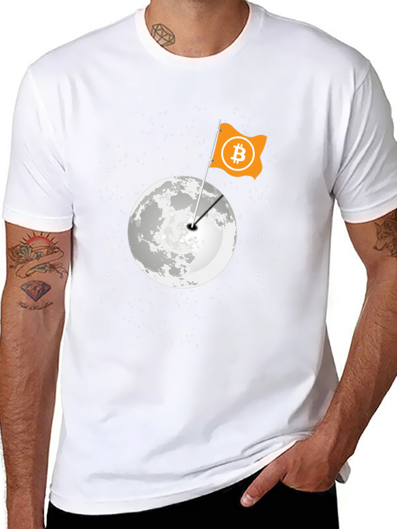 Black Bitcoin Moon Landing Black T-Shirt view 8