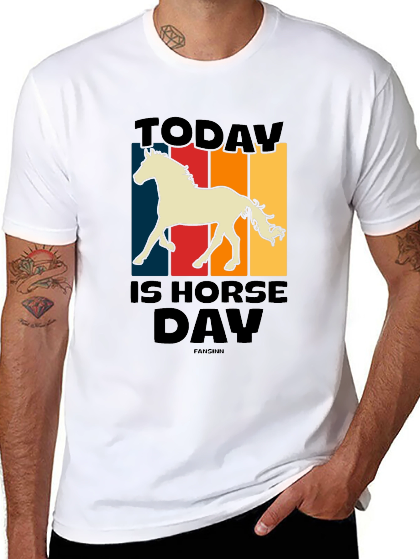 Black Today Is Horse Day Retro Graphic Tee view 8