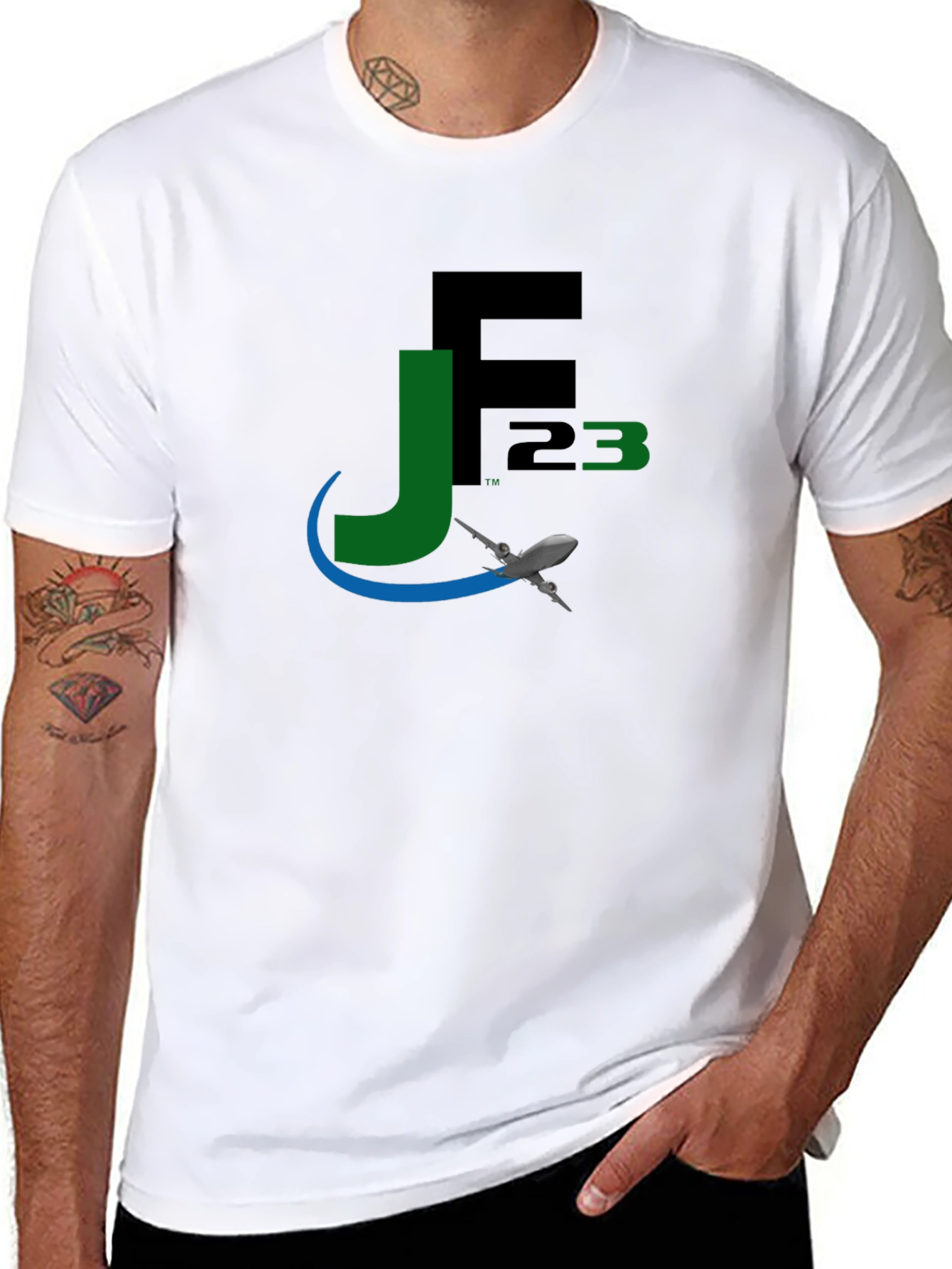 Black JF23 Jetsetter Black T-Shirt | Modern Aviation Apparel view 8