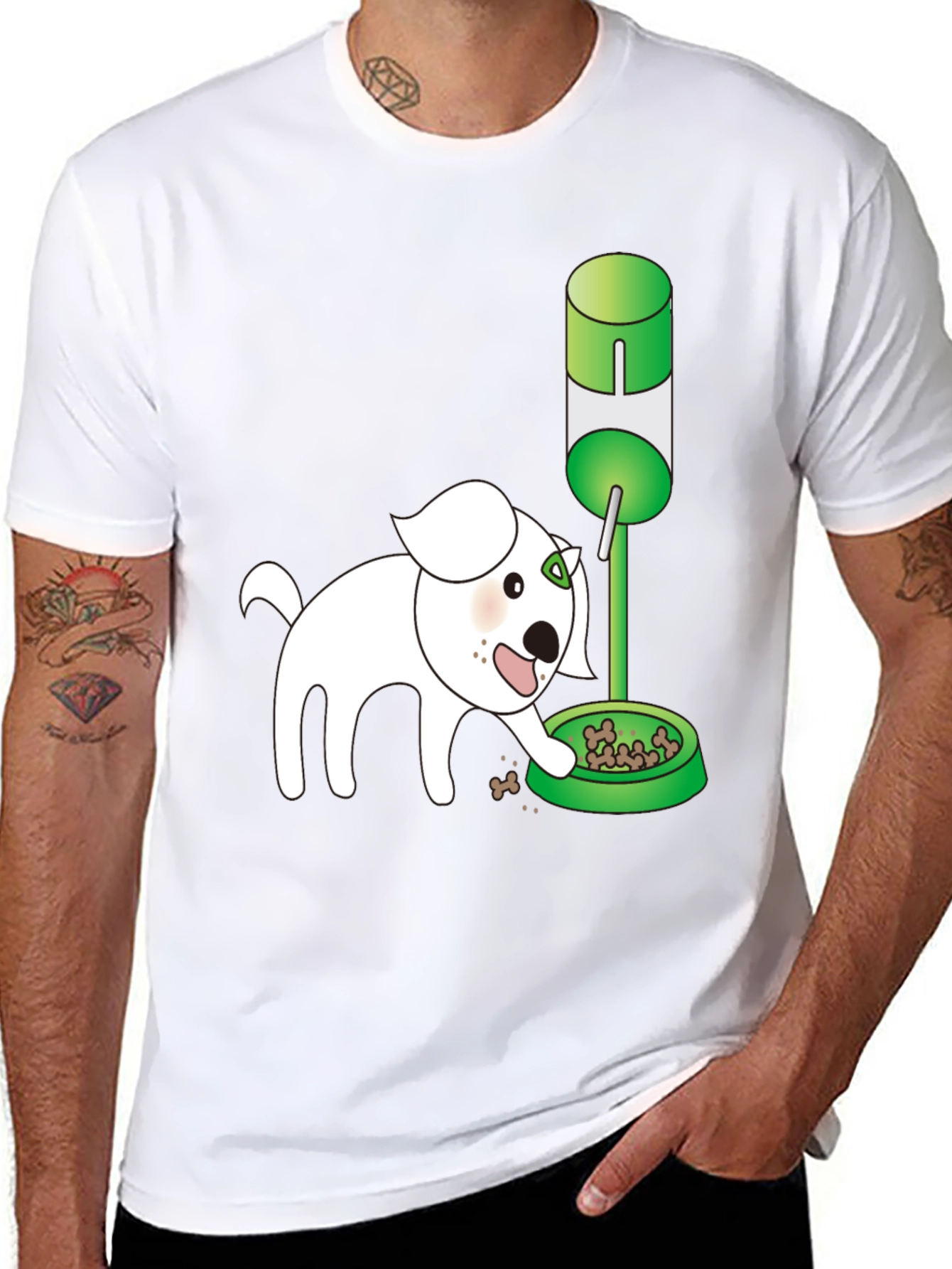 Black Dog Cartoon Graphic T-Shirt view 8