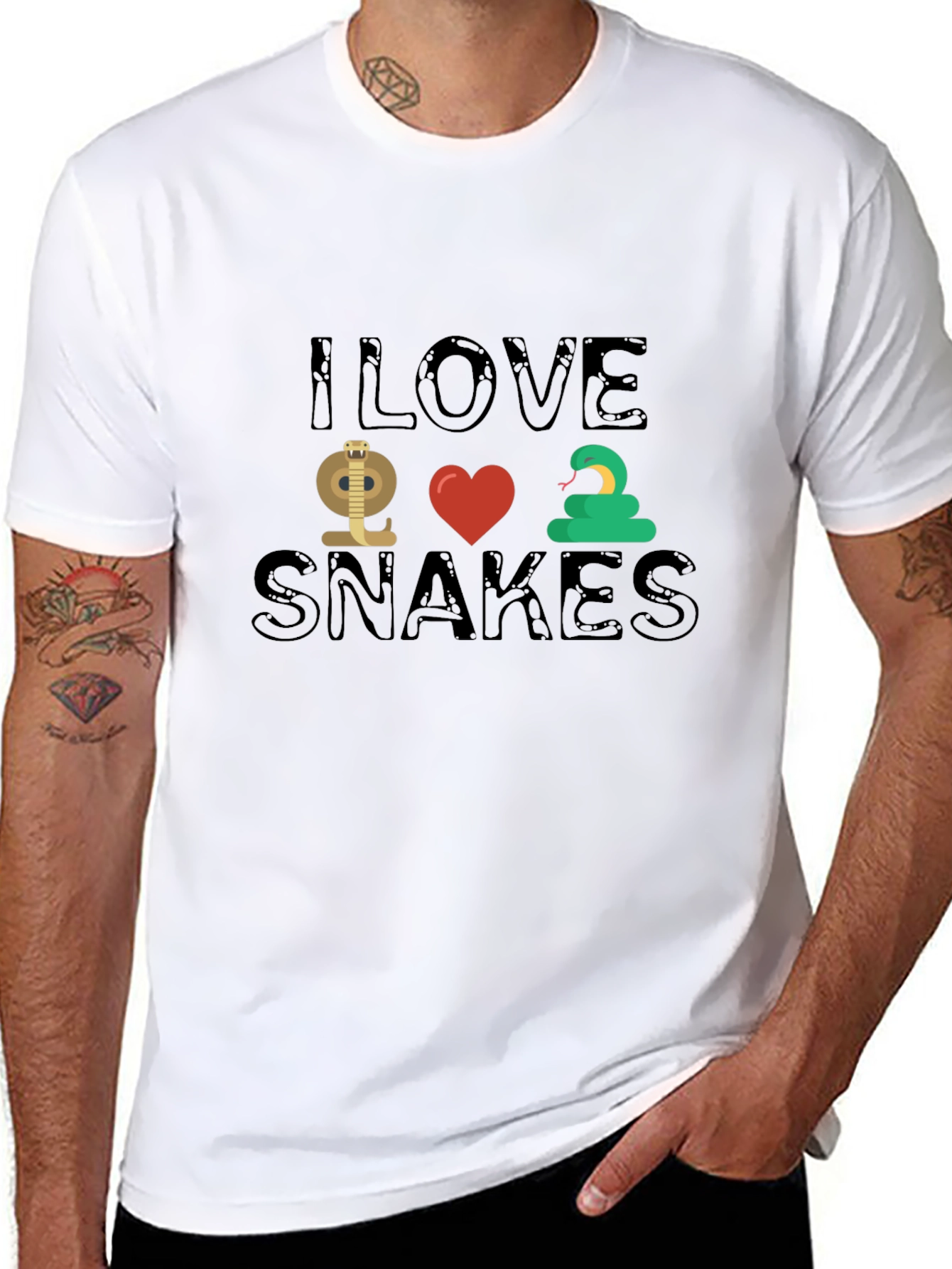 Black I Love Snakes T-Shirt - Novelty Snake Lover Tee view 8