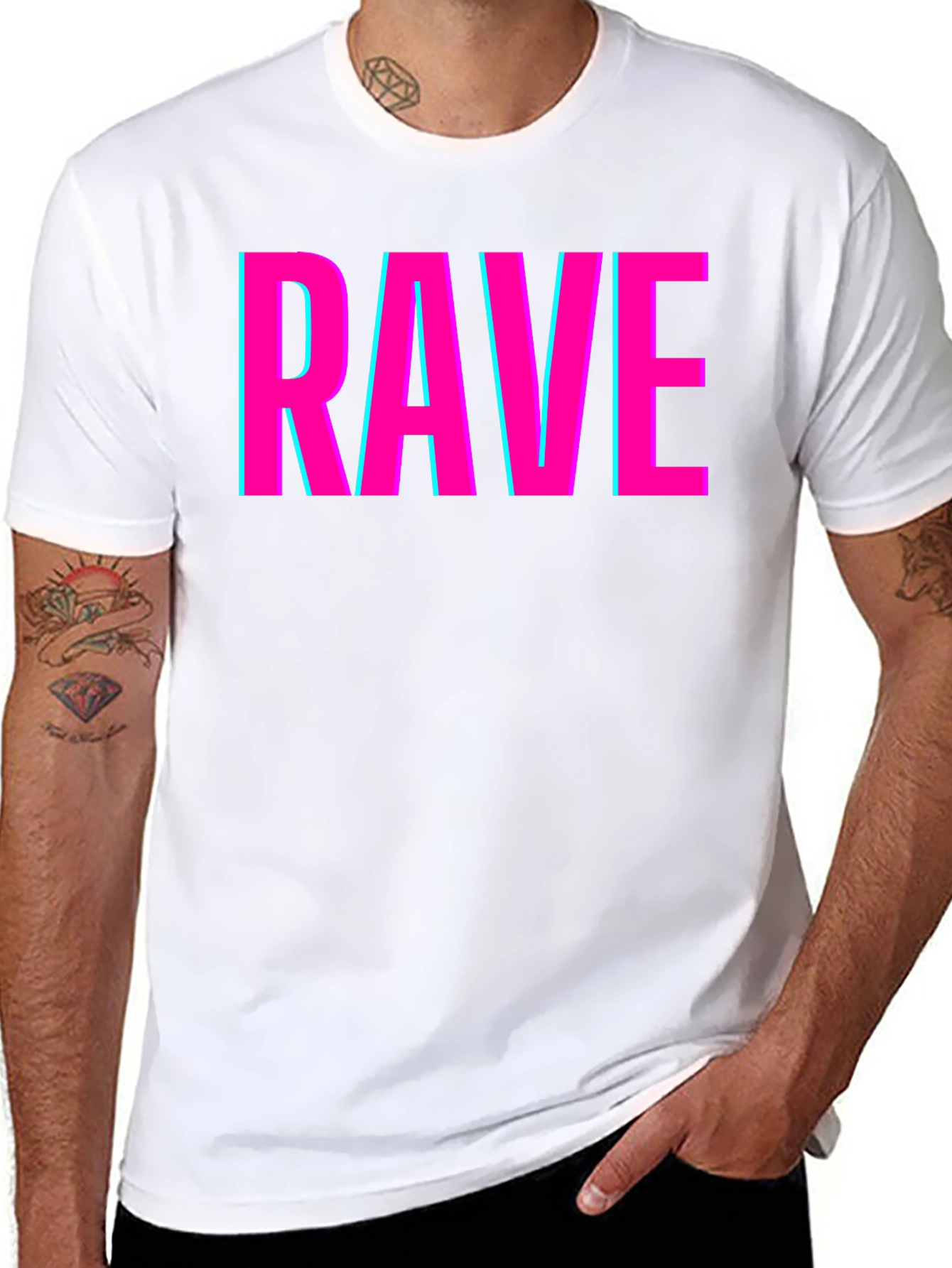 Black Rave Graphic Tee - Neon Pink & Blue view 8