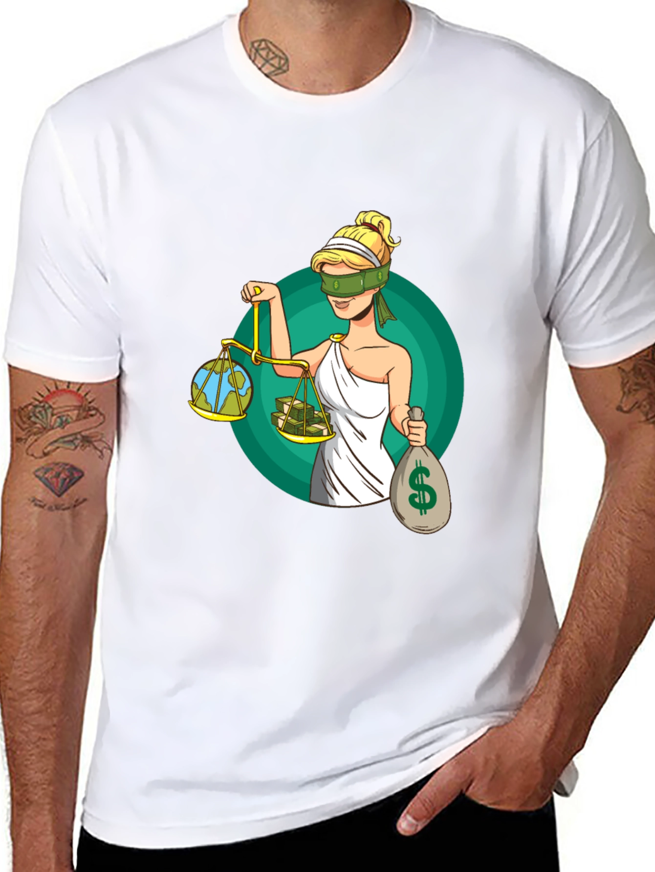 Black Justice T-Shirt - Balance of Earth and Money view 8