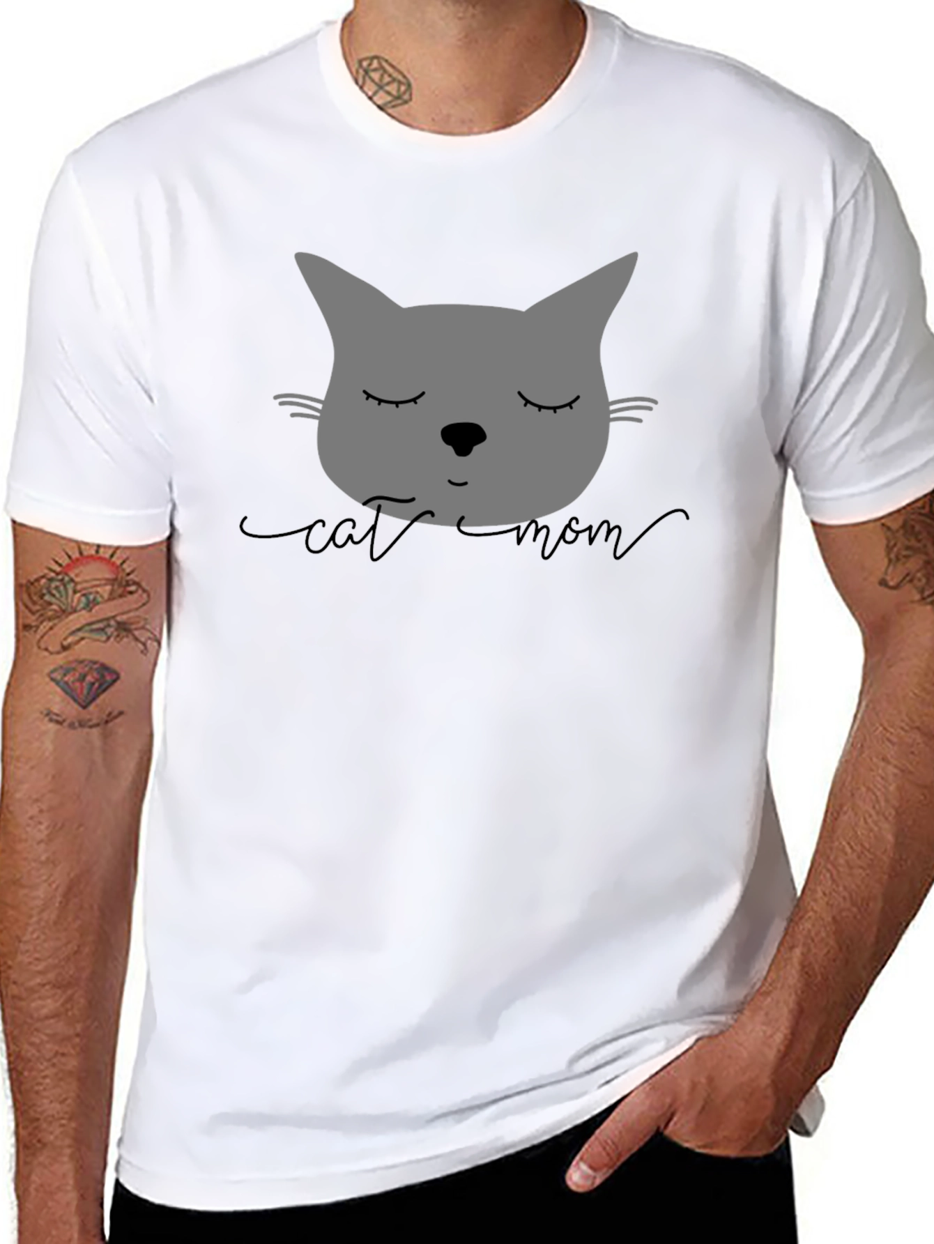 Black Cat Mom Graphic Tee - Unisex Black T-Shirt view 8
