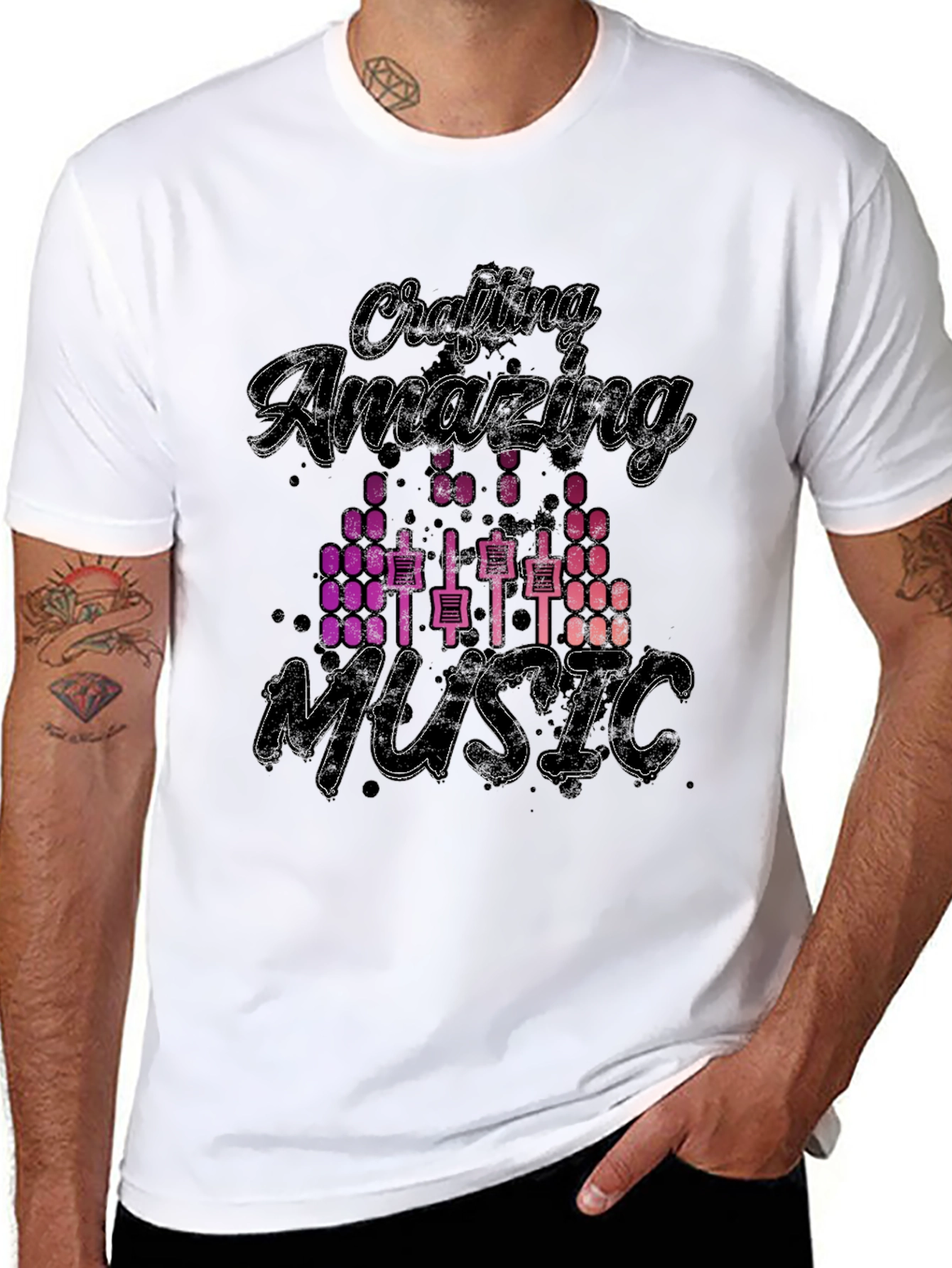 Black Crafting Amazing Music Graphic T-Shirt view 8