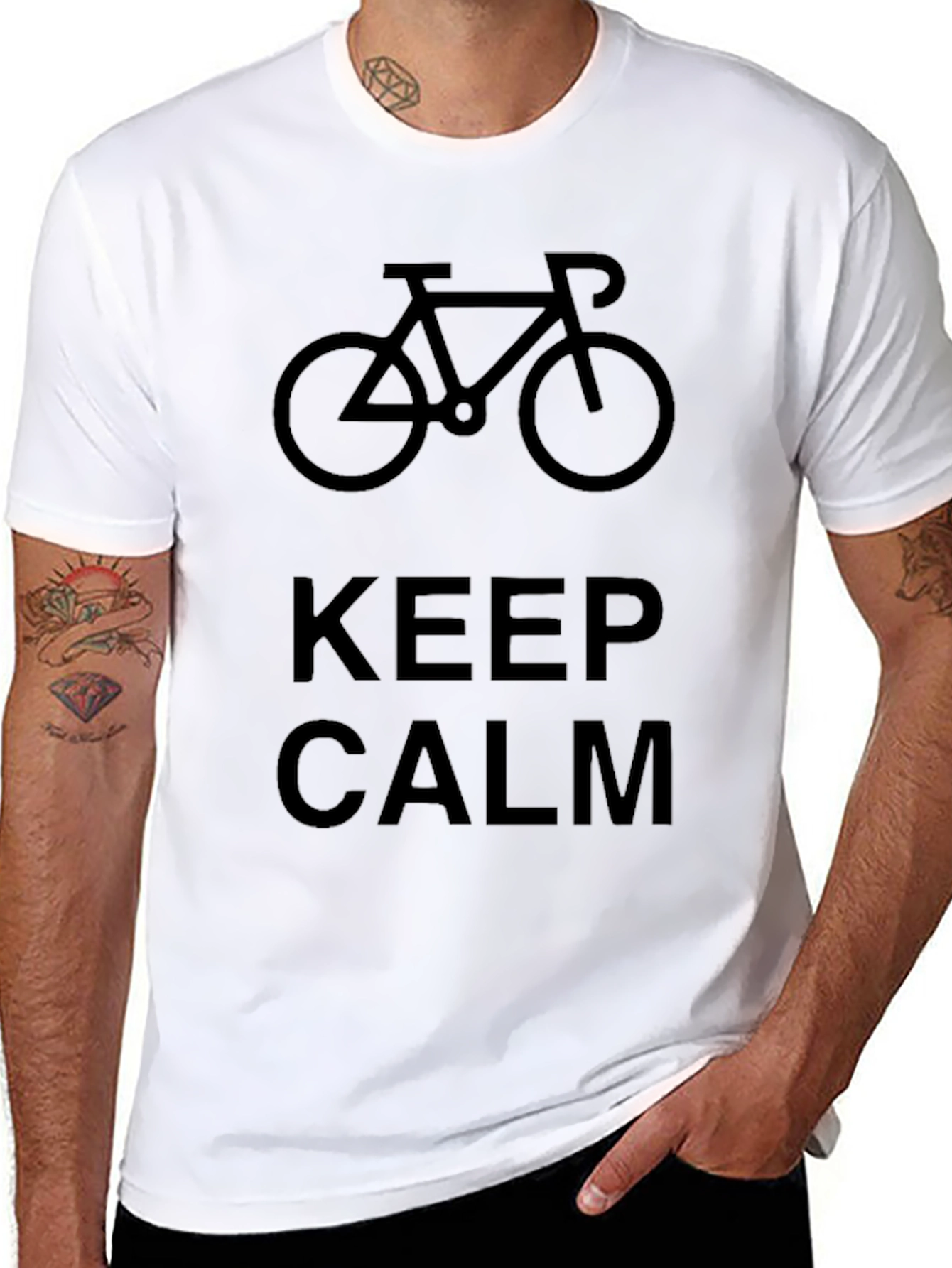 Black Keep Calm Bicycle Graphic Black T-Shirt view 8
