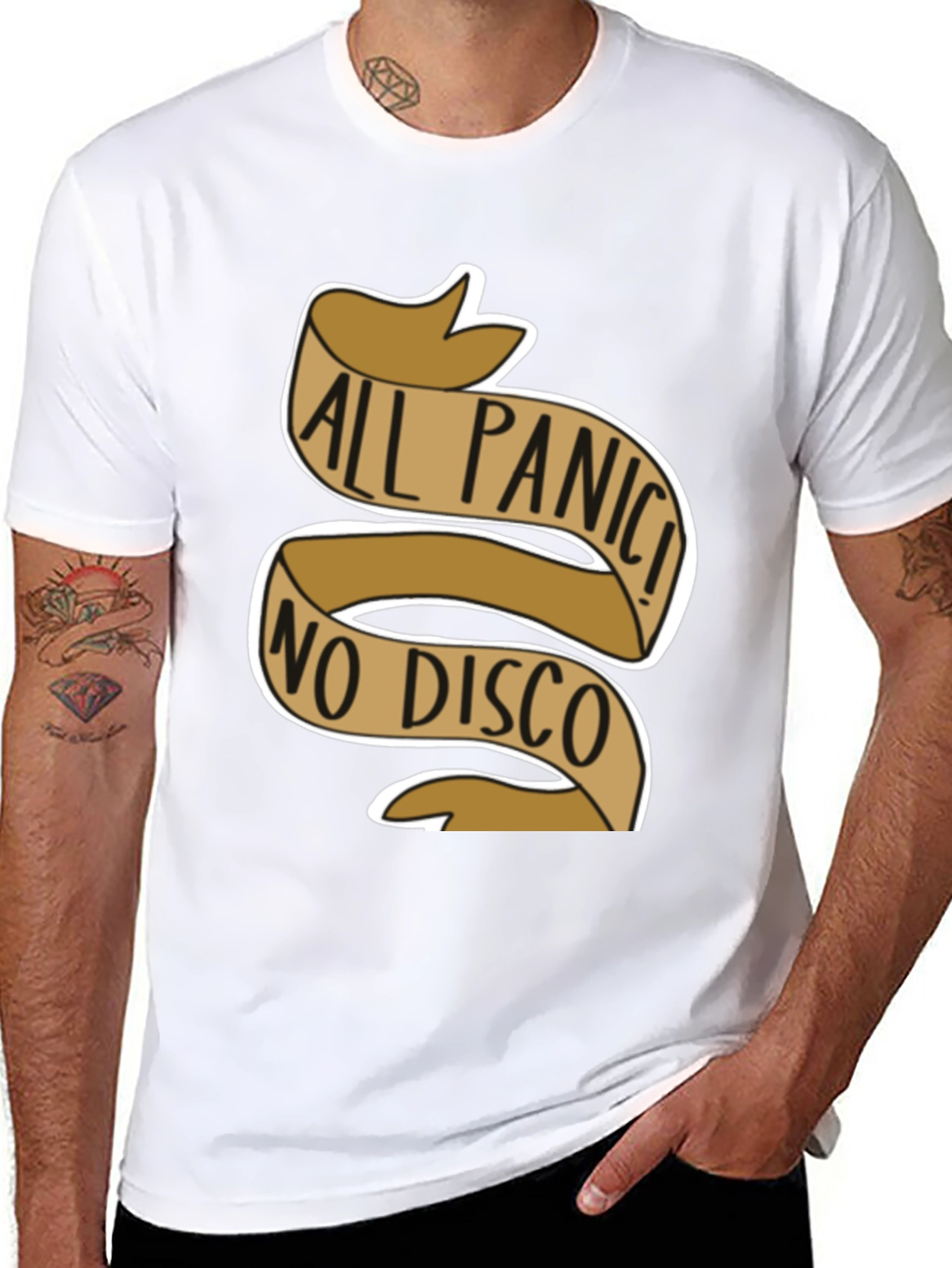 Black All Panic No Disco Graphic T-Shirt view 8