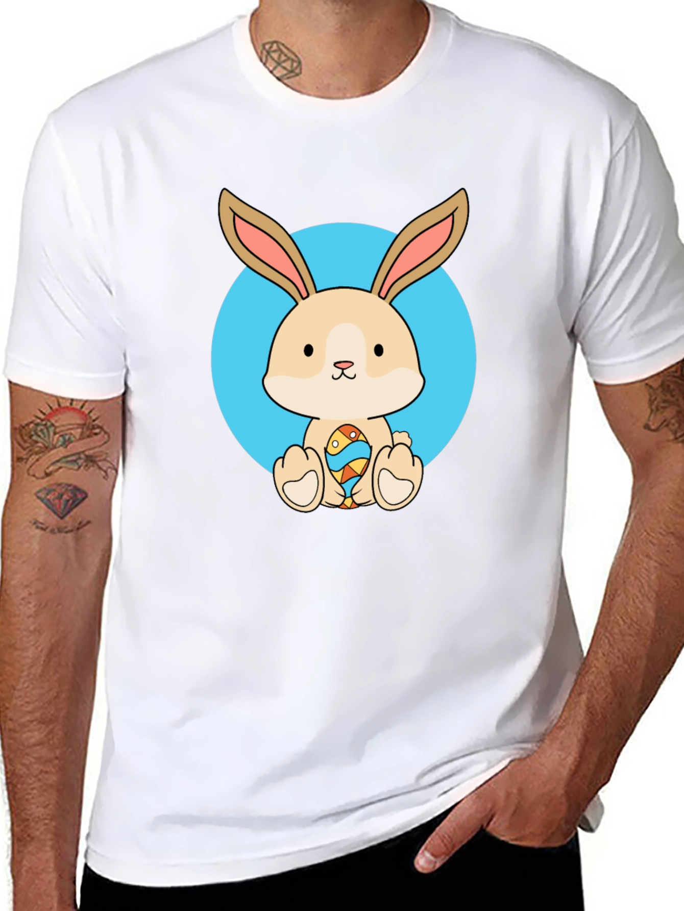 Black Cute Bunny Easter Egg Black T-Shirt view 8