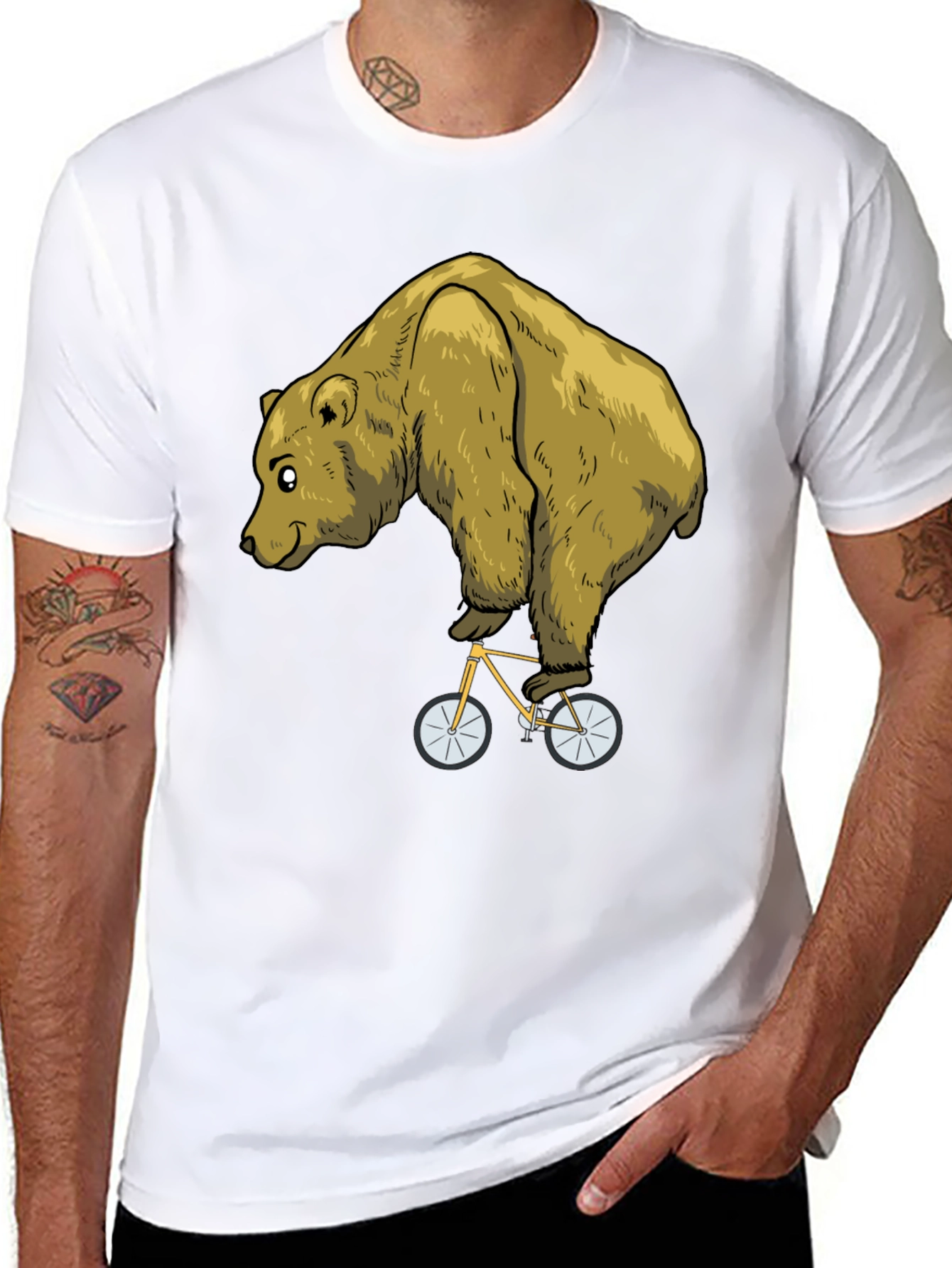 Black Bear on Bike Graphic Tee - Funny Animal T-Shirt view 8