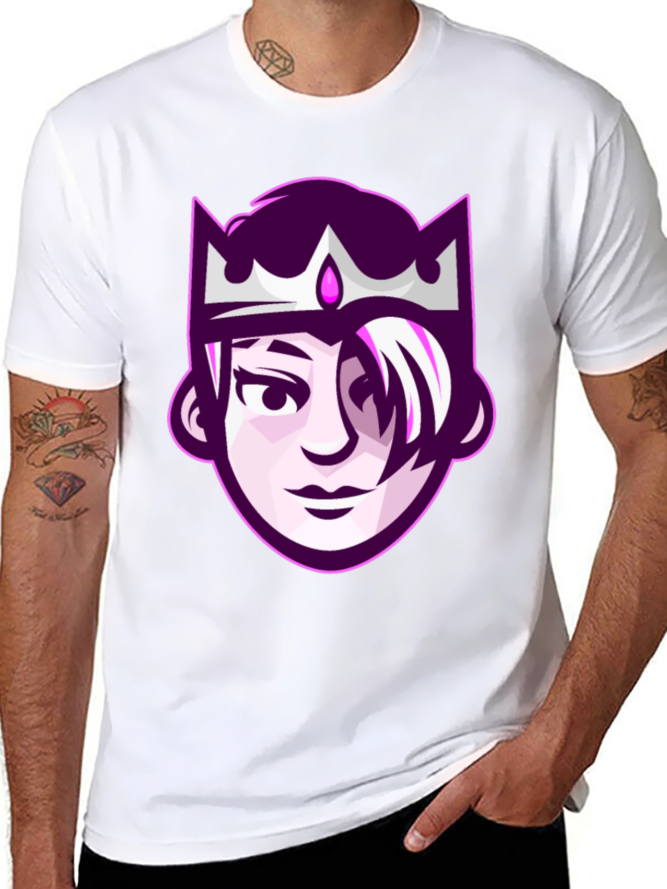 Black Queen Cartoon Graphic Tee - Black Unisex T-Shirt view 8