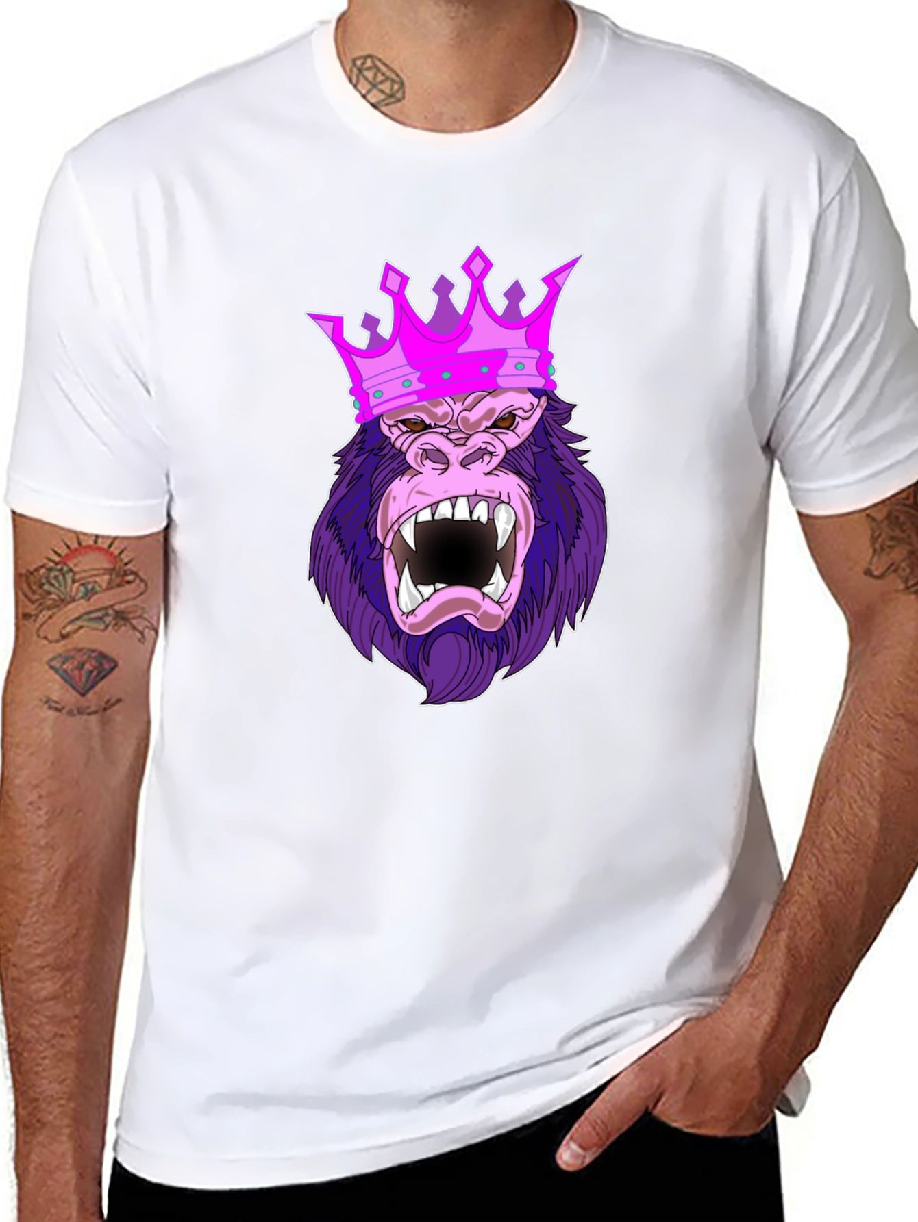 Black King Kong T-Shirt - Gorilla Crown Graphic Tee view 8