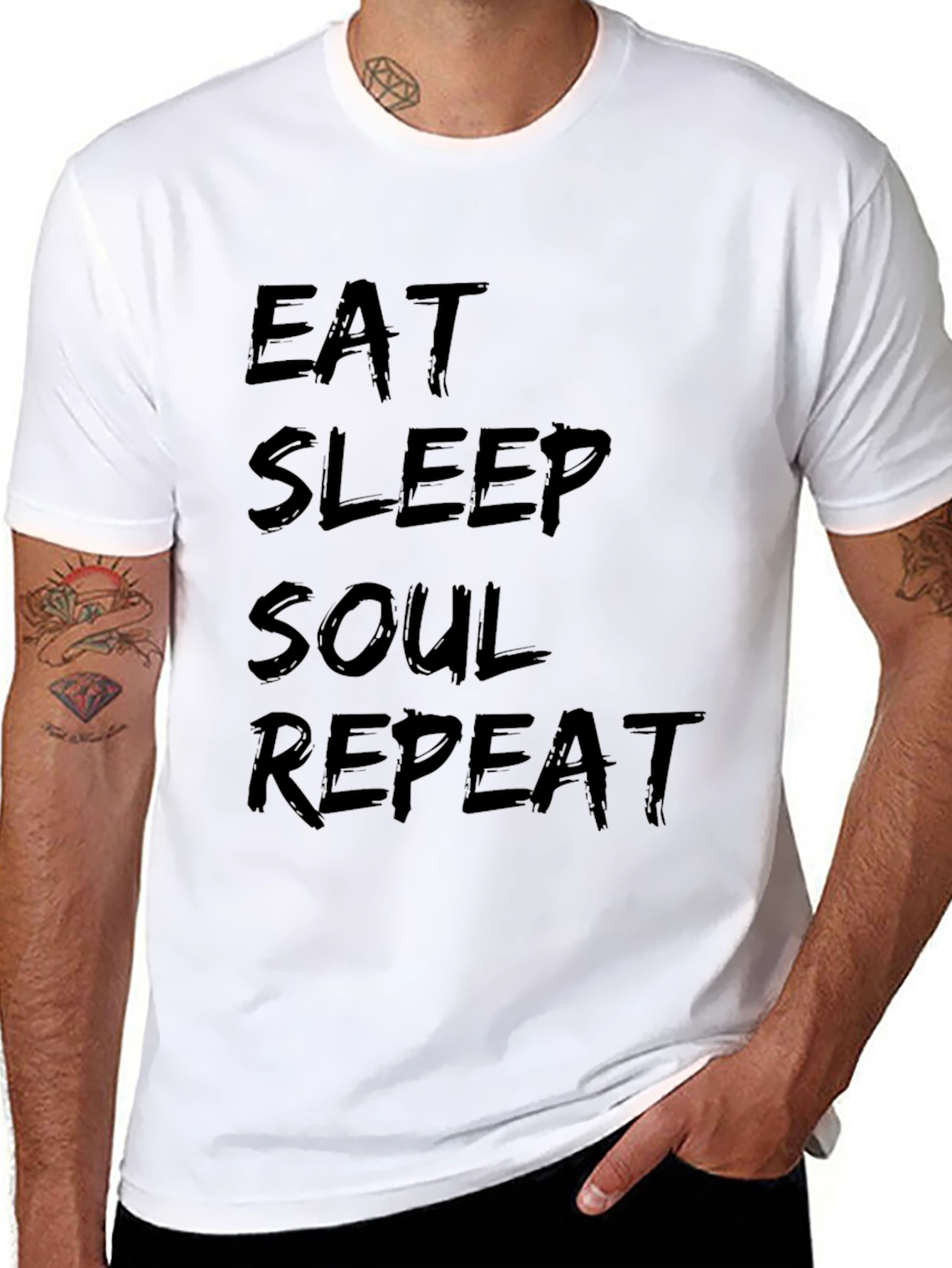 Black Eat Sleep Soul Repeat Black T-Shirt view 8