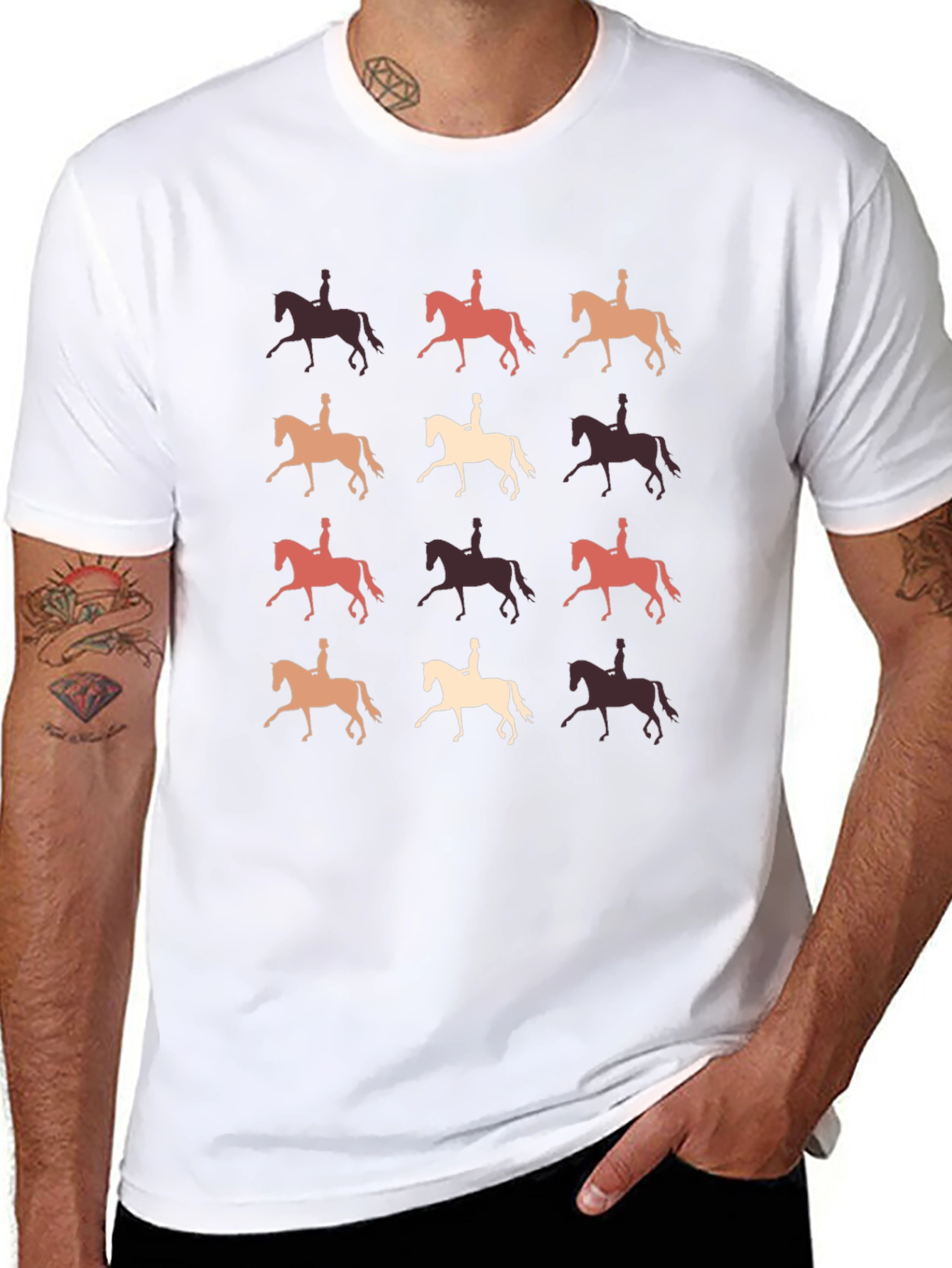 Black Retro Horse Riding T-Shirt view 8