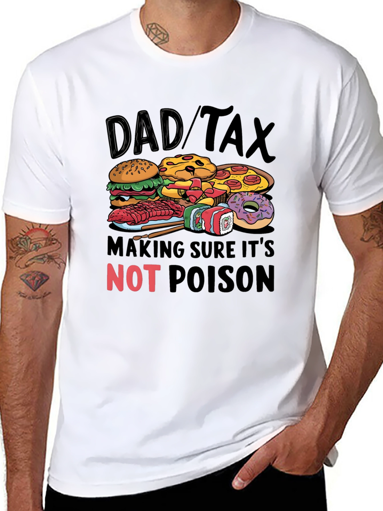 Black Dad Tax Food T-Shirt - Novelty Gift for Fathers view 8