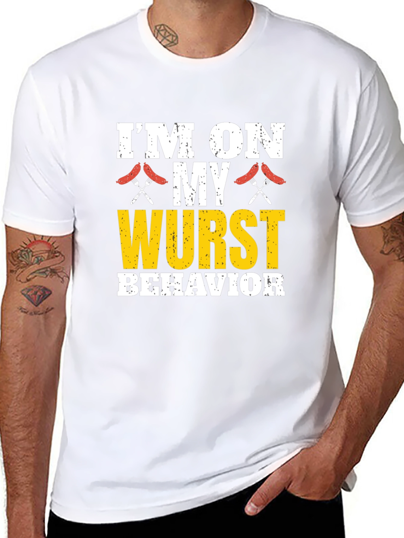 Black I'm on My Wurst Behavior Funny BBQ Graphic T-Shirt view 8