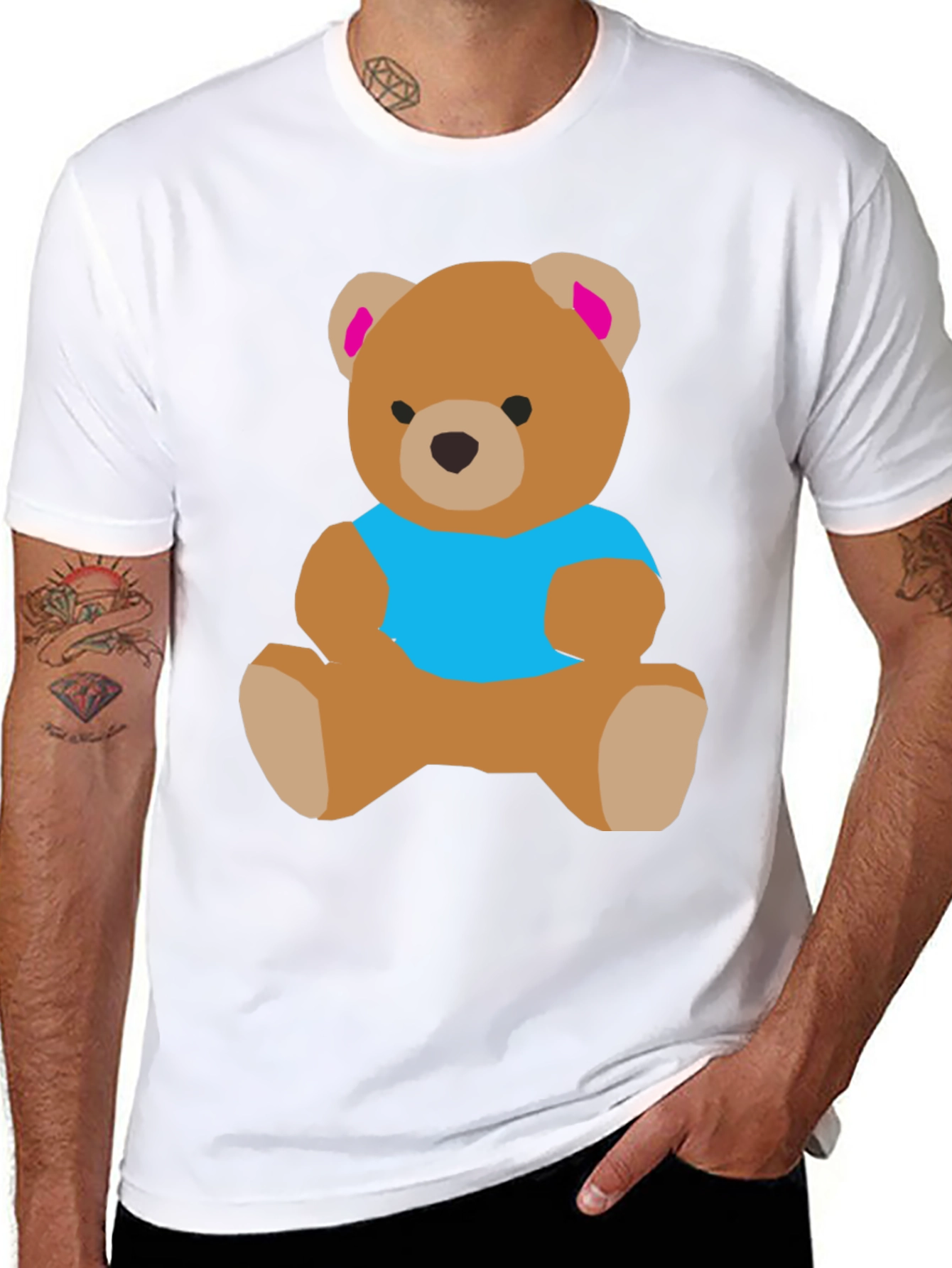 Black Cute Teddy Bear Graphic T-Shirt view 8