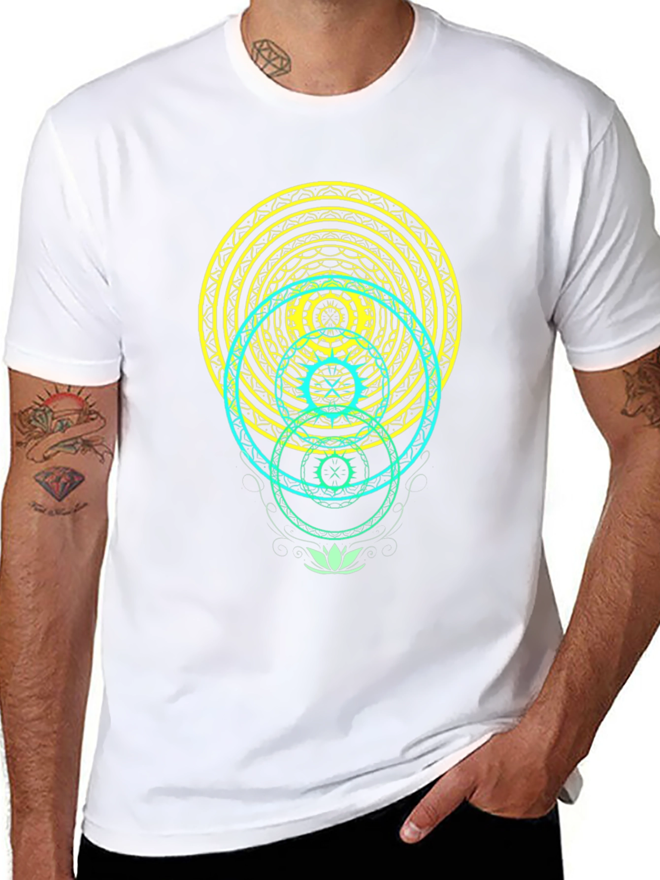 Black Geometric Mandala Graphic Tee - Black view 8
