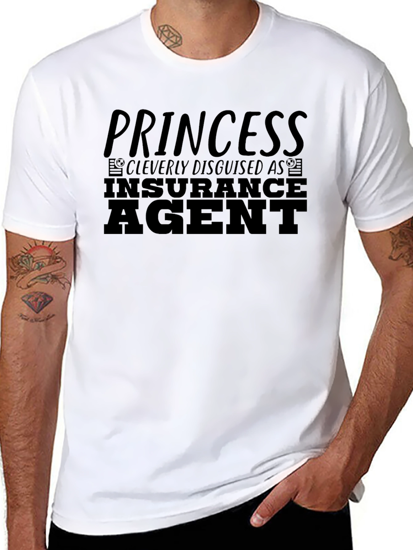 Black Princess Insurance Agent Black T-Shirt view 8