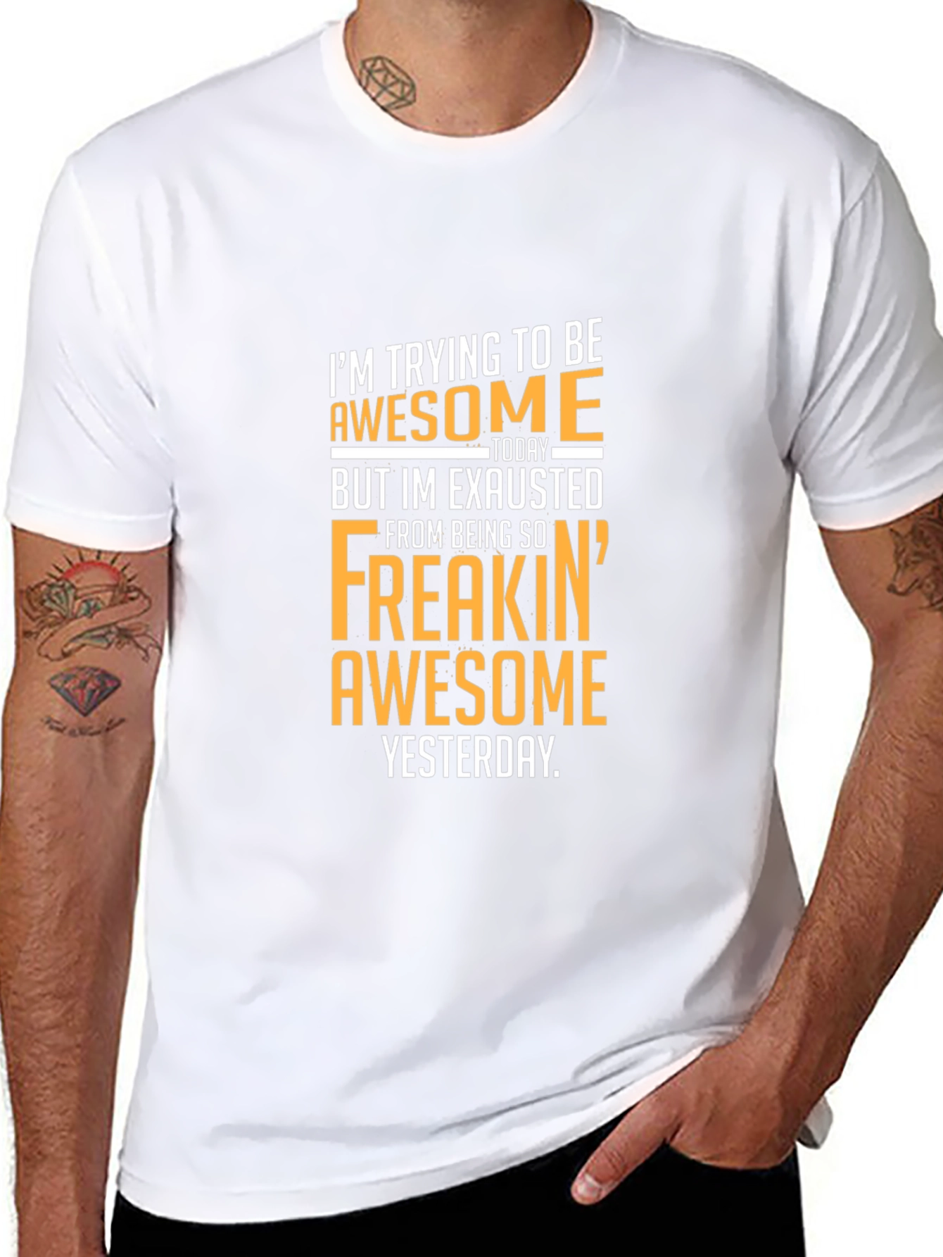 Black Awesome Yesterday T-Shirt - Funny Graphic Tee view 8