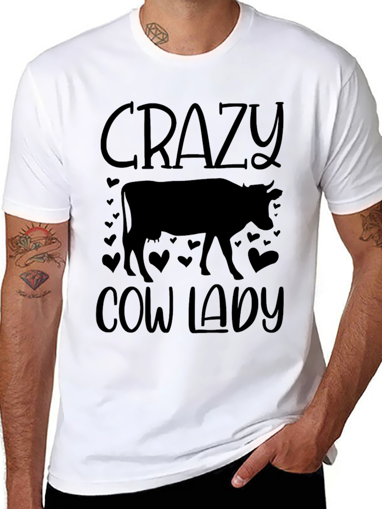 Black Crazy Cow Lady Graphic Tee view 8