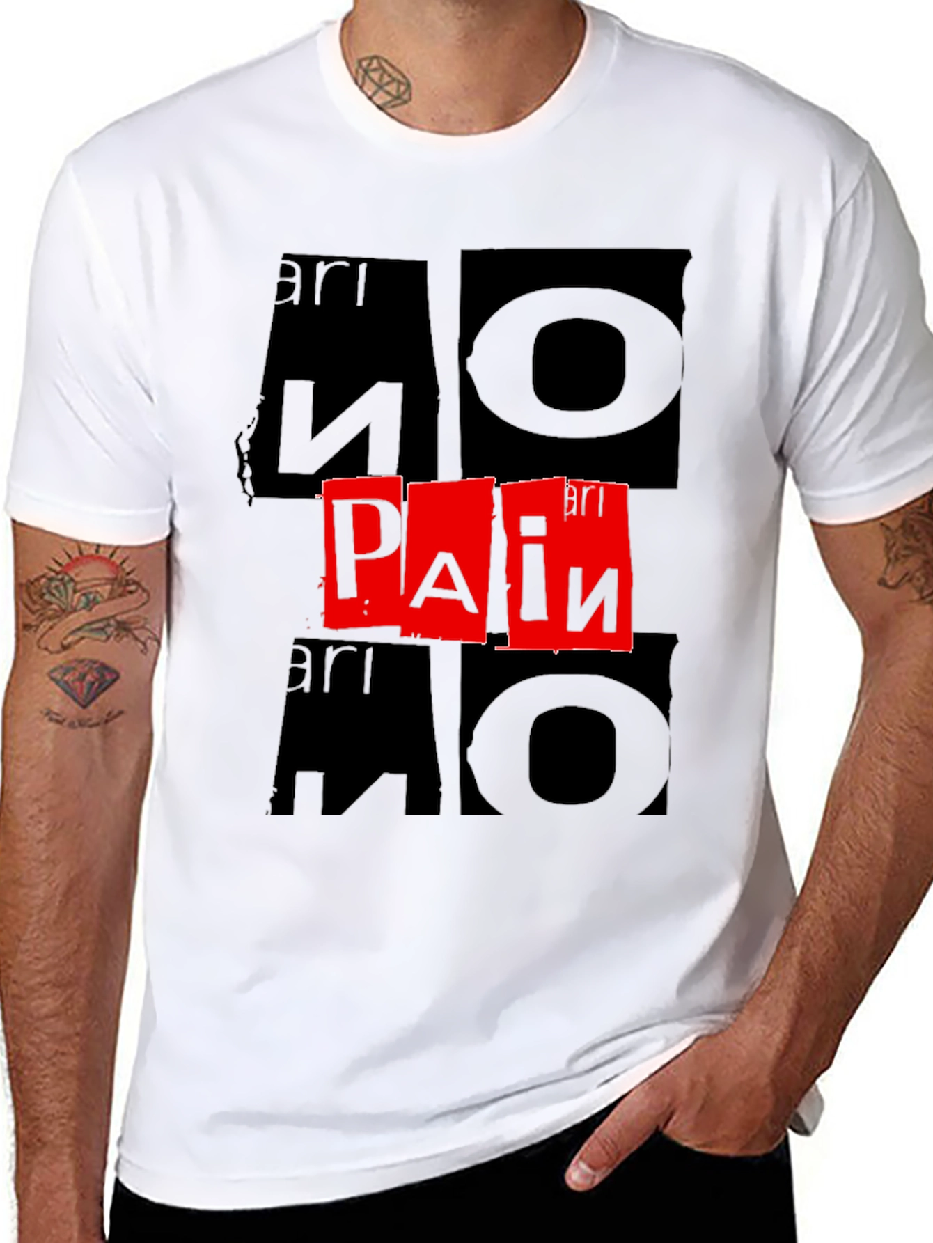 Black No Pain T-Shirt - Bold Graphic Print view 8