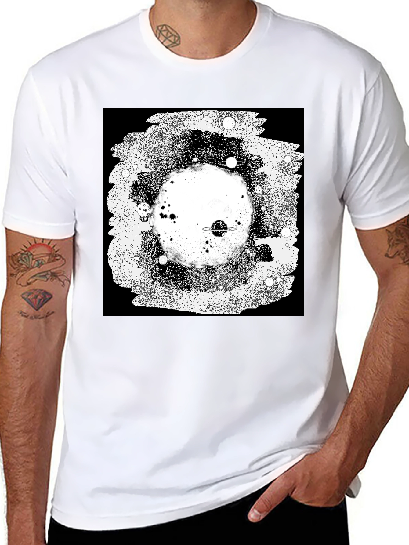 Black Cosmic Black T-Shirt - Galaxy Design view 8