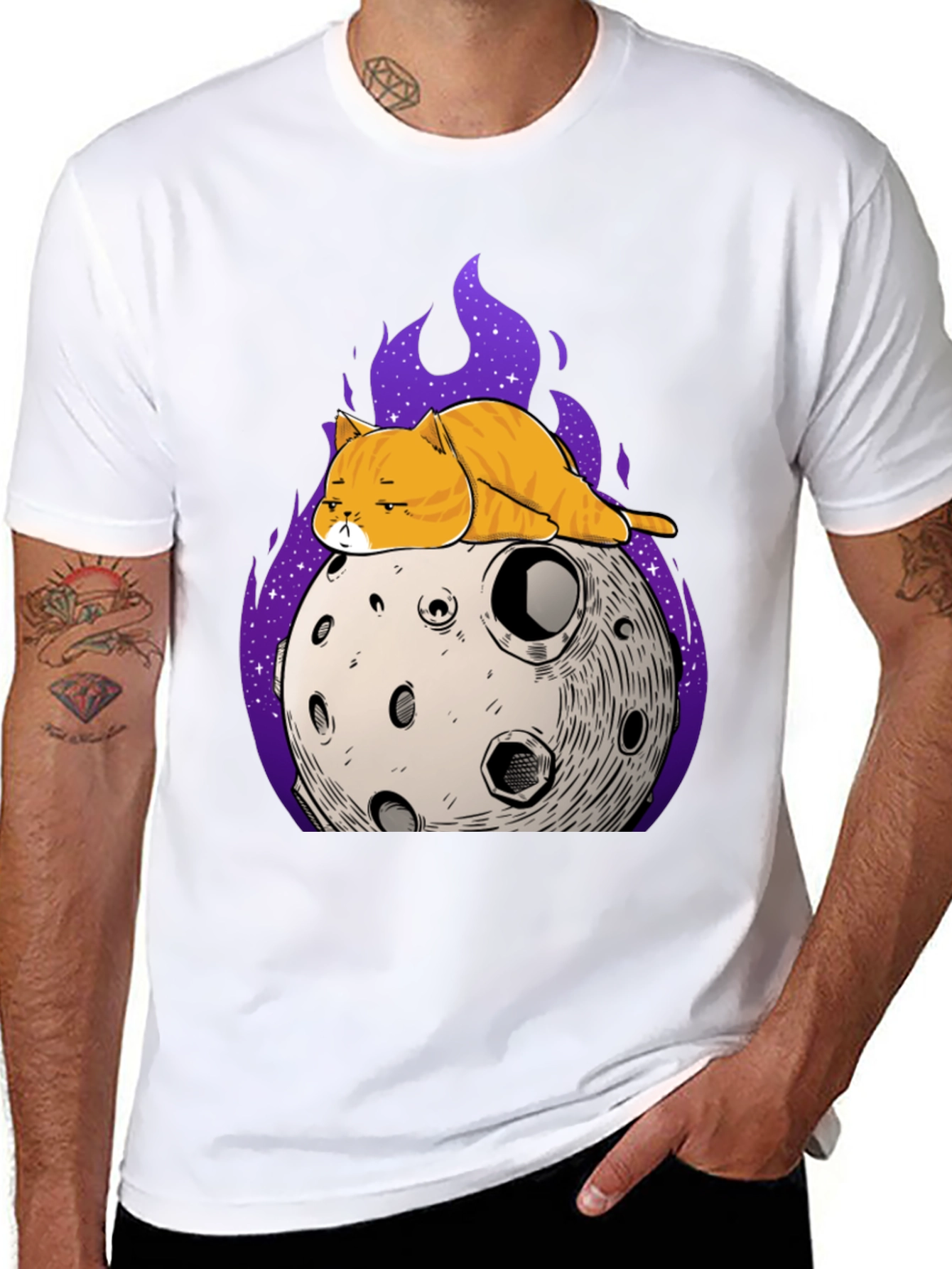 Black Cat on the Moon T-Shirt view 8