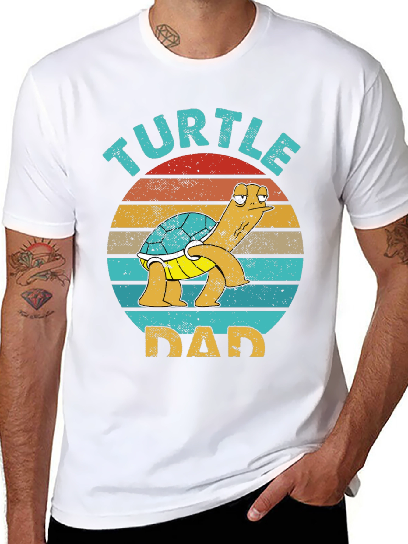 Black Turtle Dad Graphic Tee - Fun Father's Day T-Shirt view 8