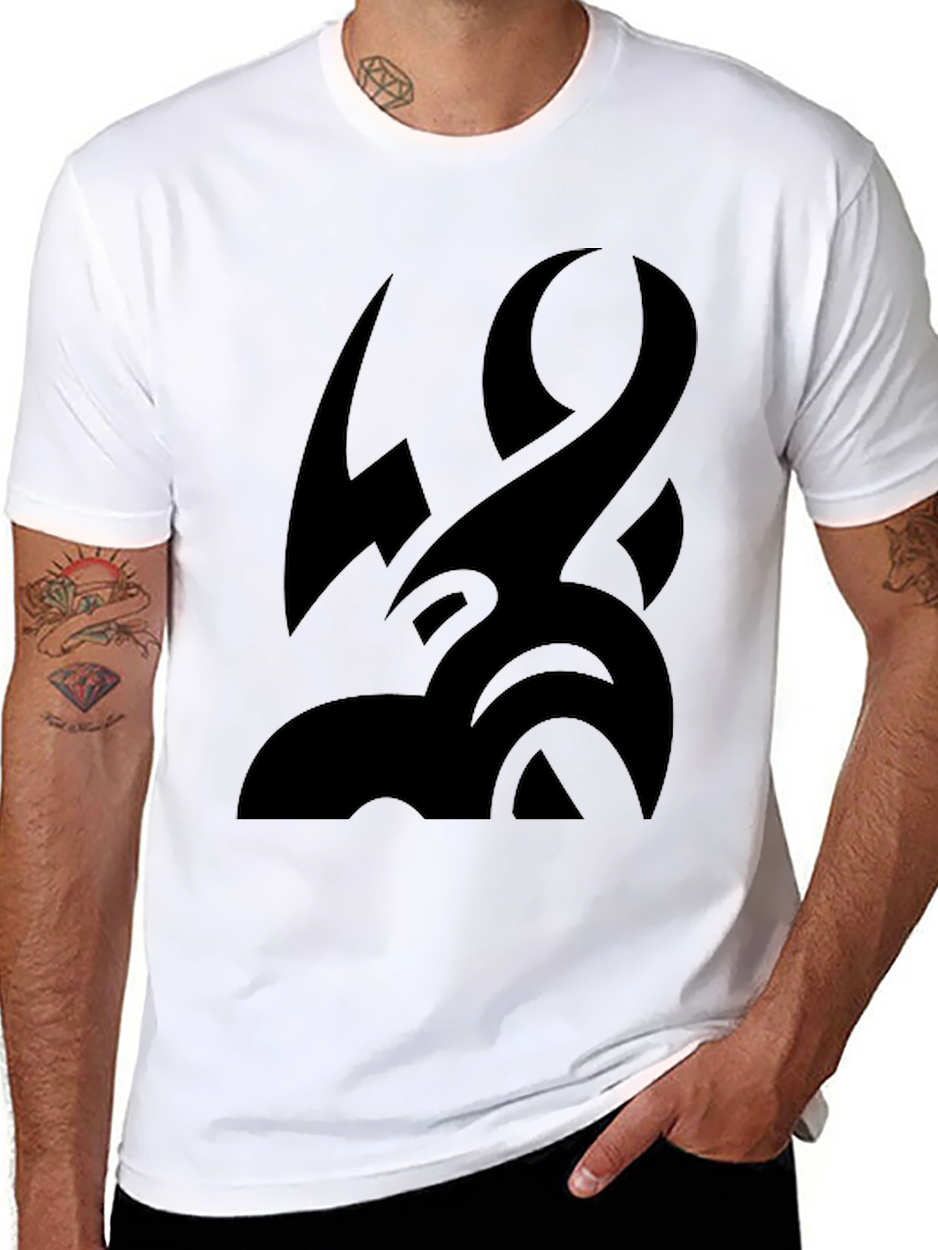 Black Tribal Tattoo Graphic Black T-Shirt view 8