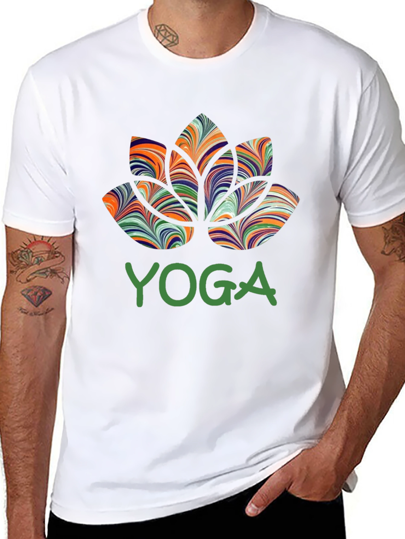 Black Yoga Lotus Flower Graphic T-Shirt view 8