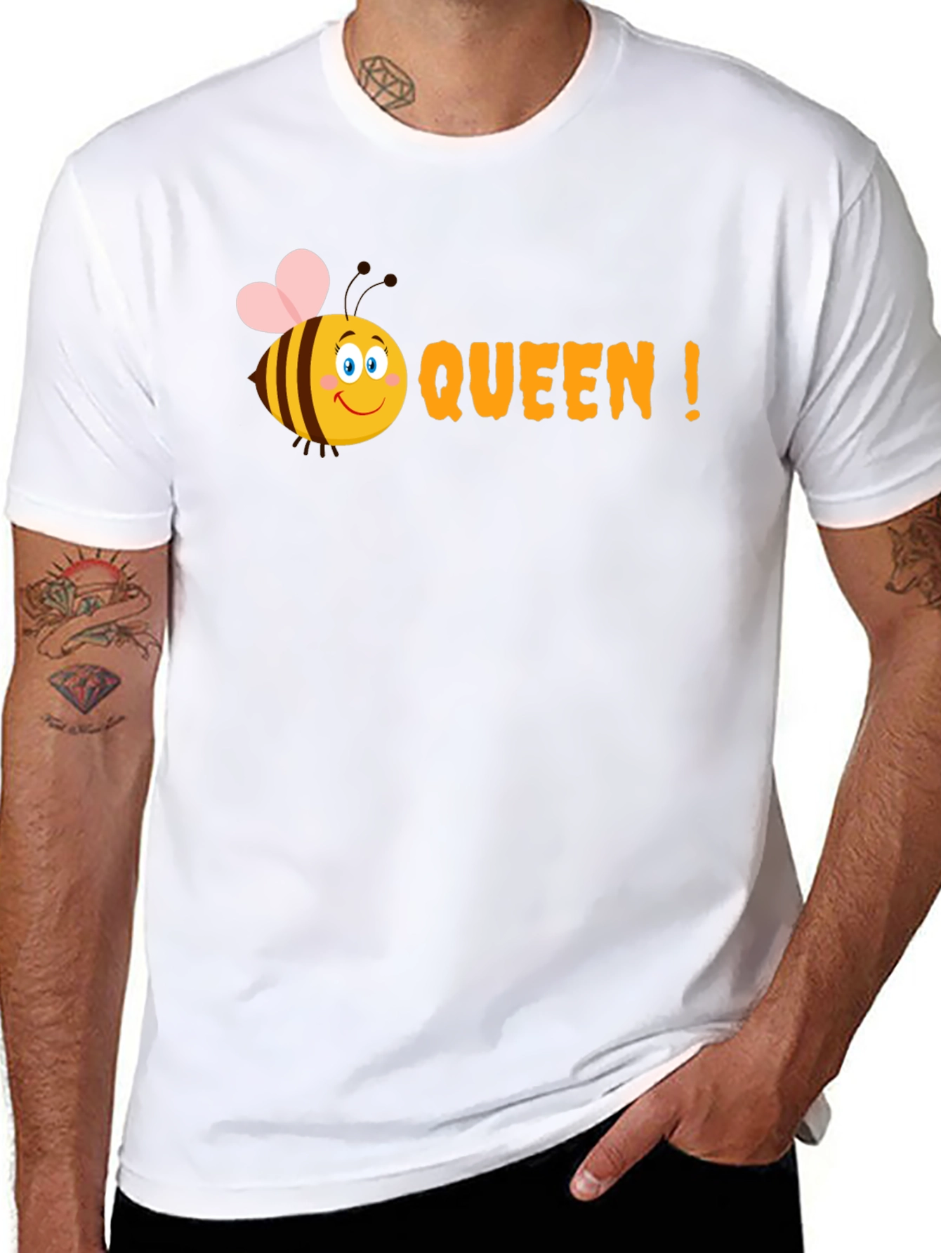 Black Queen Bee Graphic Tee - Black Cotton T-Shirt view 8