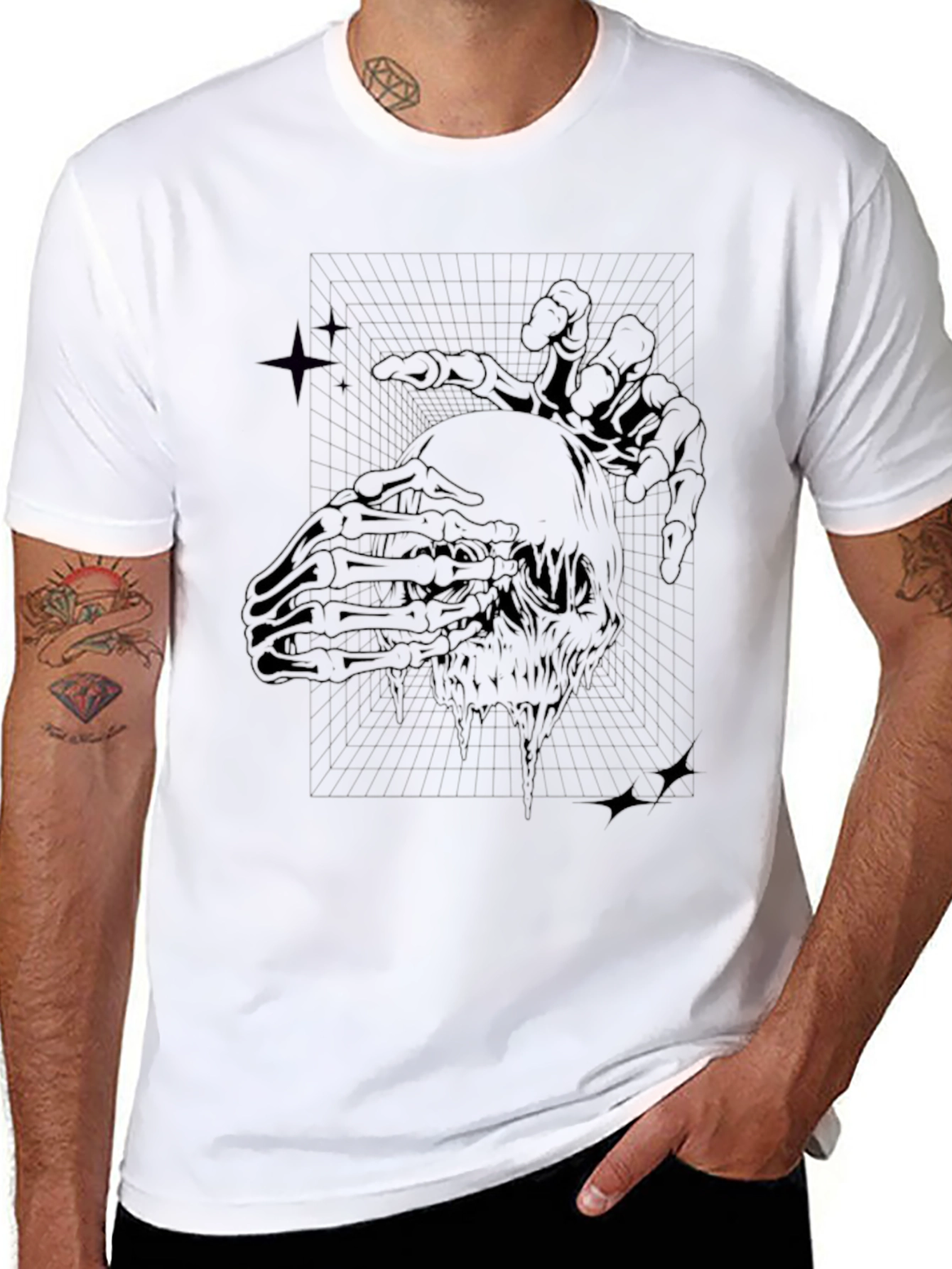 Black Abstract Graphic Print Black T-Shirt view 8