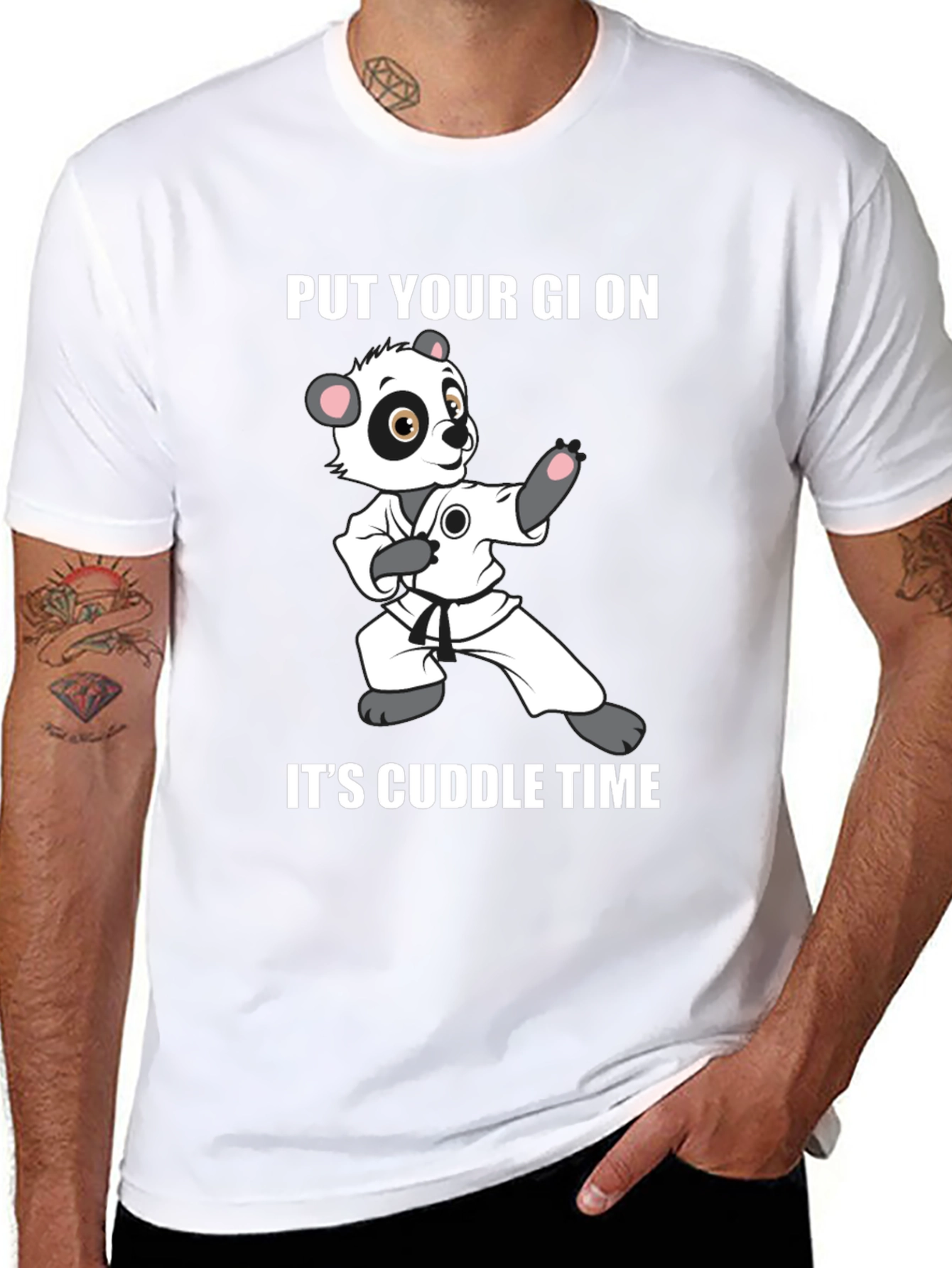 Black Panda Karate Cuddle Time T-Shirt view 8