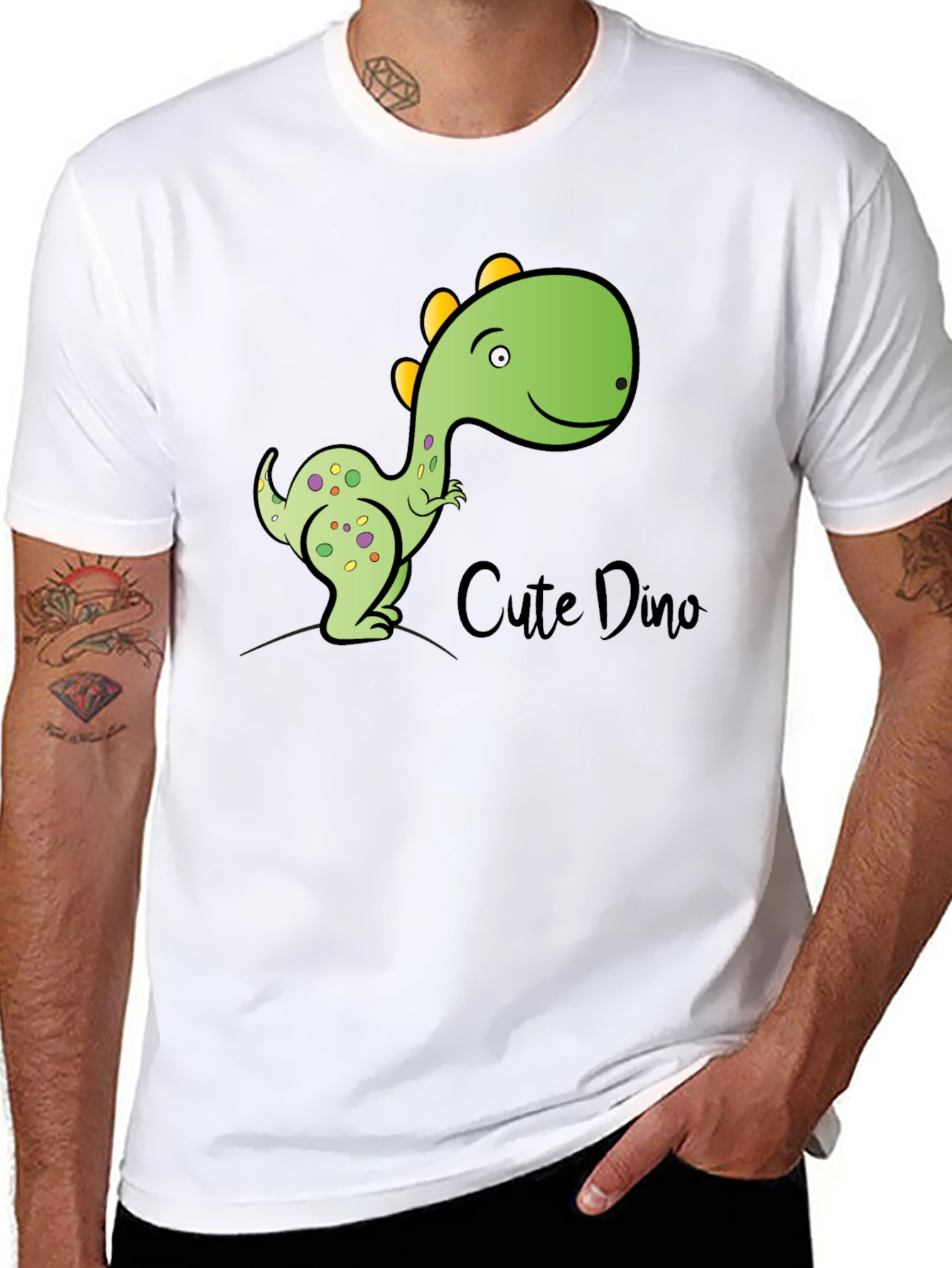 Black Cute Dino T-Shirt - Black Cotton Blend view 8
